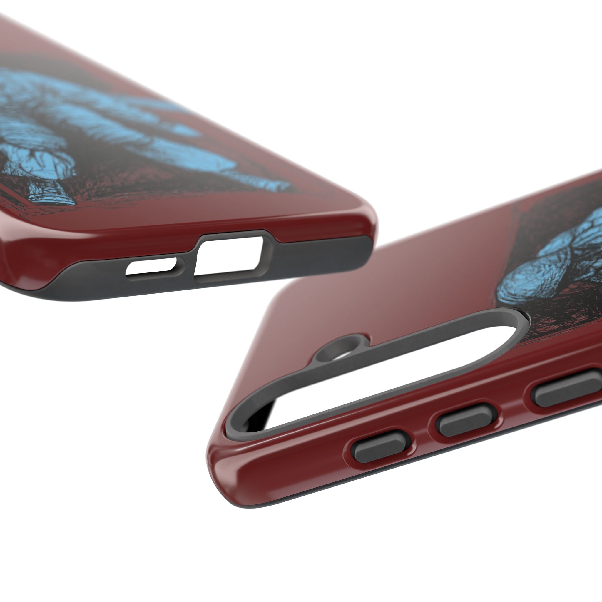 Fallschirmjäger Phone Case | WWII German Paratrooper Hand-Drawn Art | Maroon & Cambridge Blue Tough Case