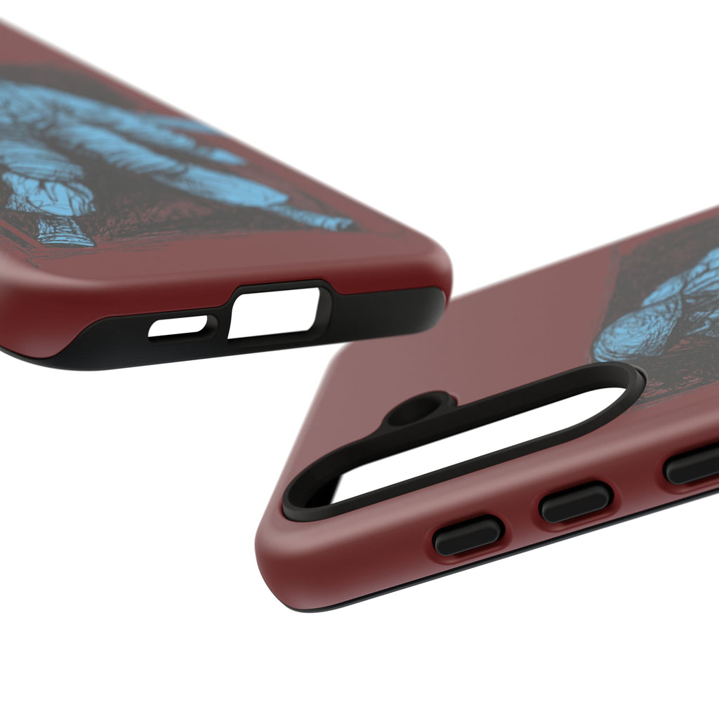 Fallschirmjäger Phone Case | WWII German Paratrooper Hand-Drawn Art | Maroon & Cambridge Blue Tough Case