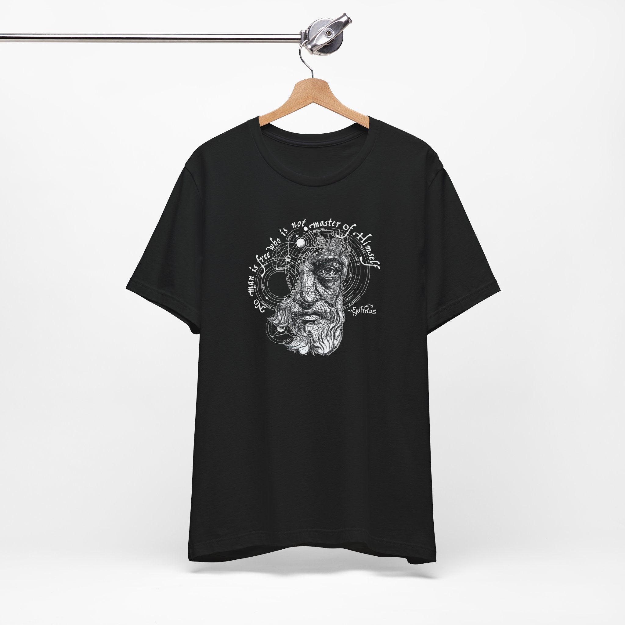 Epictetus T-Shirt | "No Man is Free Who is Not Master of Himself" | Hand-Drawn Stoic Philosophy Art