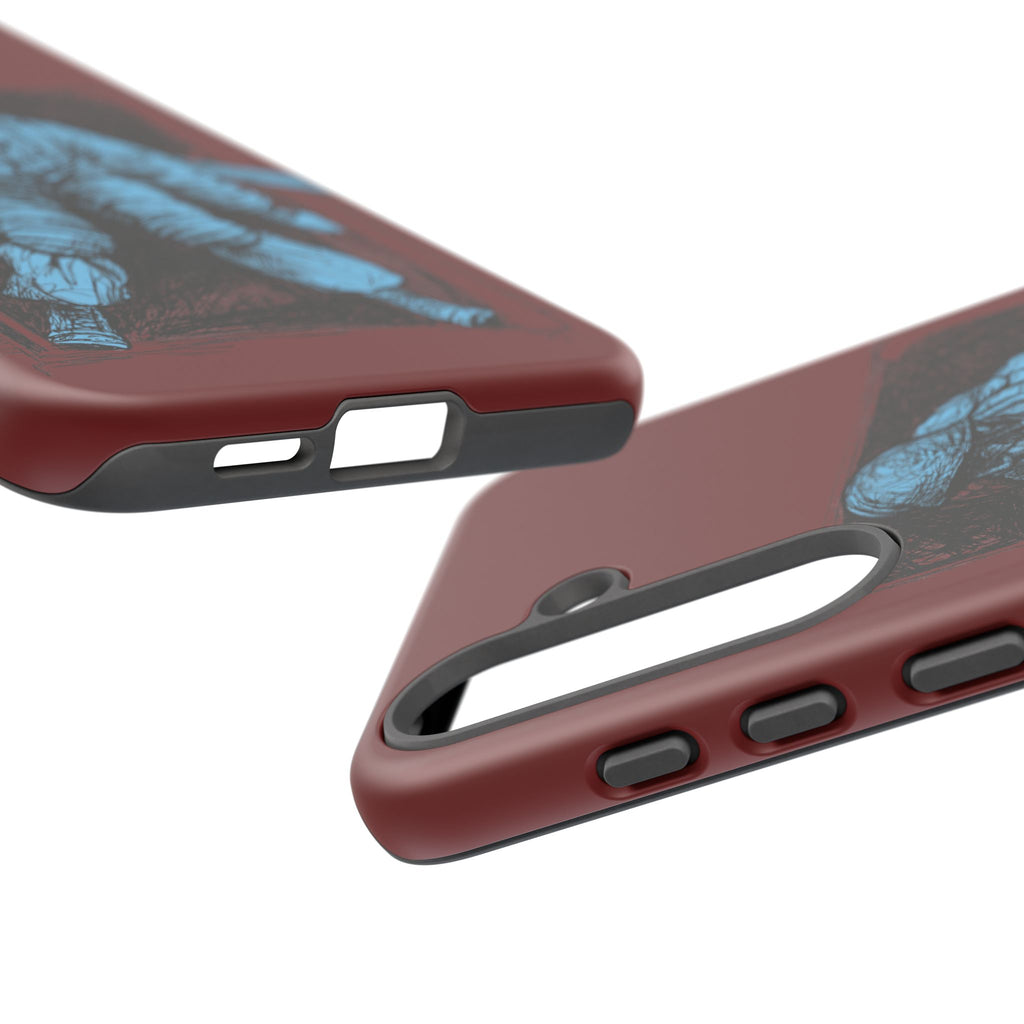 Fallschirmjäger Phone Case | WWII German Paratrooper Hand-Drawn Art | Maroon & Cambridge Blue Tough Case