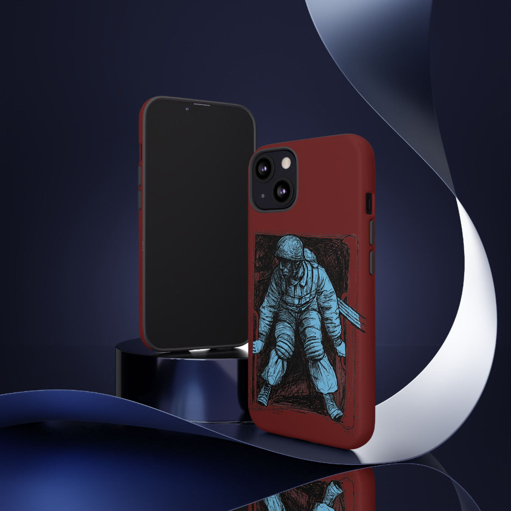 Fallschirmjäger Phone Case | WWII German Paratrooper Hand-Drawn Art | Maroon & Cambridge Blue Tough Case