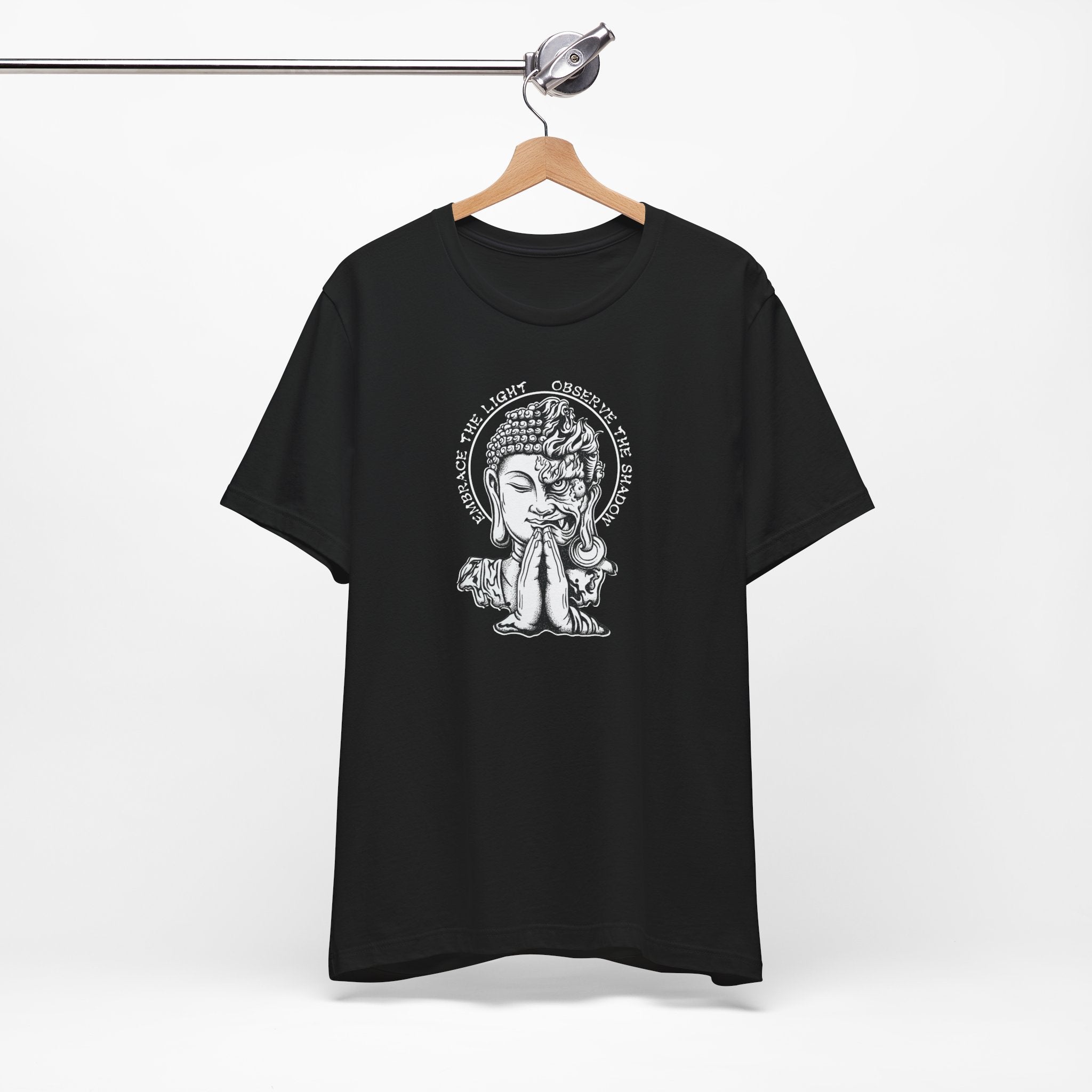 Embrace the Light Observe the Shadow T-Shirt | Buddha Shadow Self | Hand-Drawn Philosophy Art