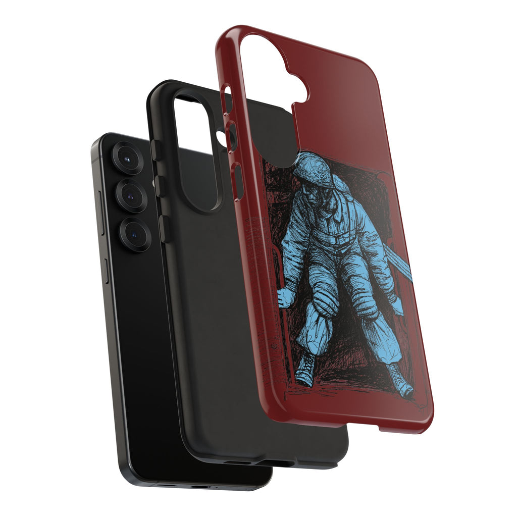 Fallschirmjäger Phone Case | WWII German Paratrooper Hand-Drawn Art | Maroon & Cambridge Blue Tough Case