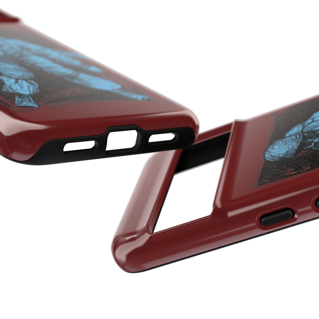 Fallschirmjäger Phone Case | WWII German Paratrooper Hand-Drawn Art | Maroon & Cambridge Blue Tough Case