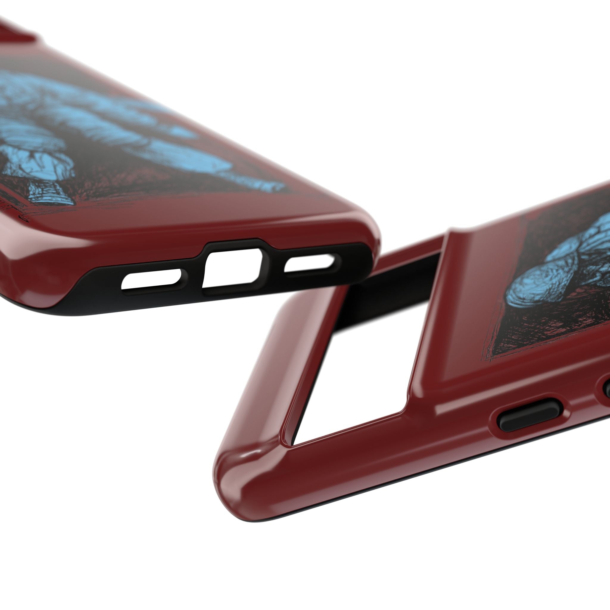 Fallschirmjäger Phone Case | WWII German Paratrooper Hand-Drawn Art | Maroon & Cambridge Blue Tough Case