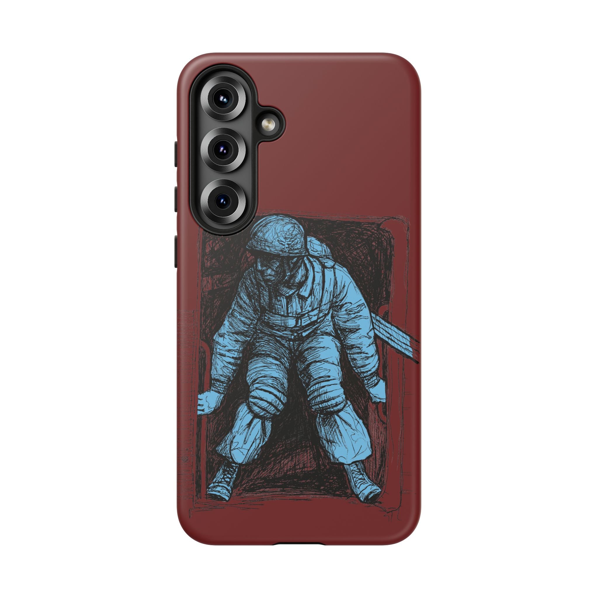 Fallschirmjäger Phone Case | WWII German Paratrooper Hand-Drawn Art | Maroon & Cambridge Blue Tough Case