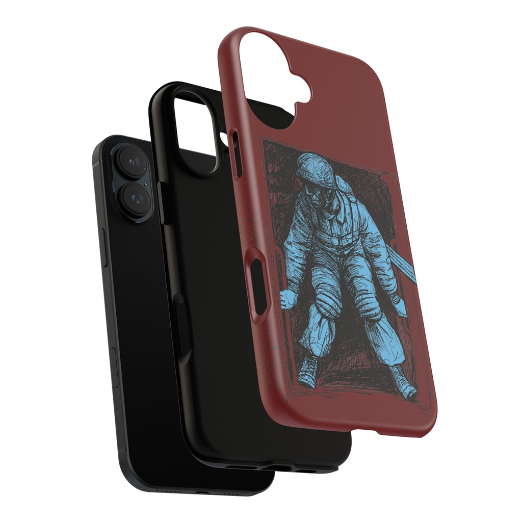Fallschirmjäger Phone Case | WWII German Paratrooper Hand-Drawn Art | Maroon & Cambridge Blue Tough Case