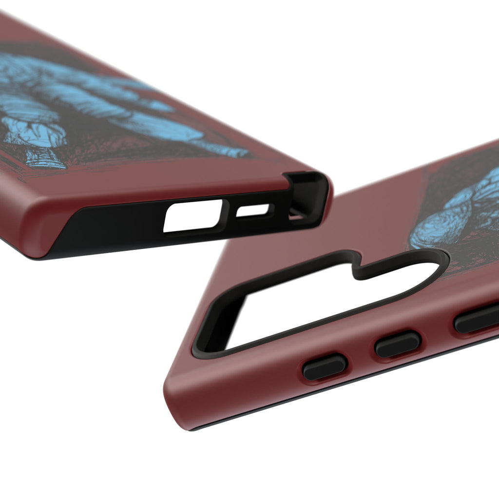 Fallschirmjäger Phone Case | WWII German Paratrooper Hand-Drawn Art | Maroon & Cambridge Blue Tough Case