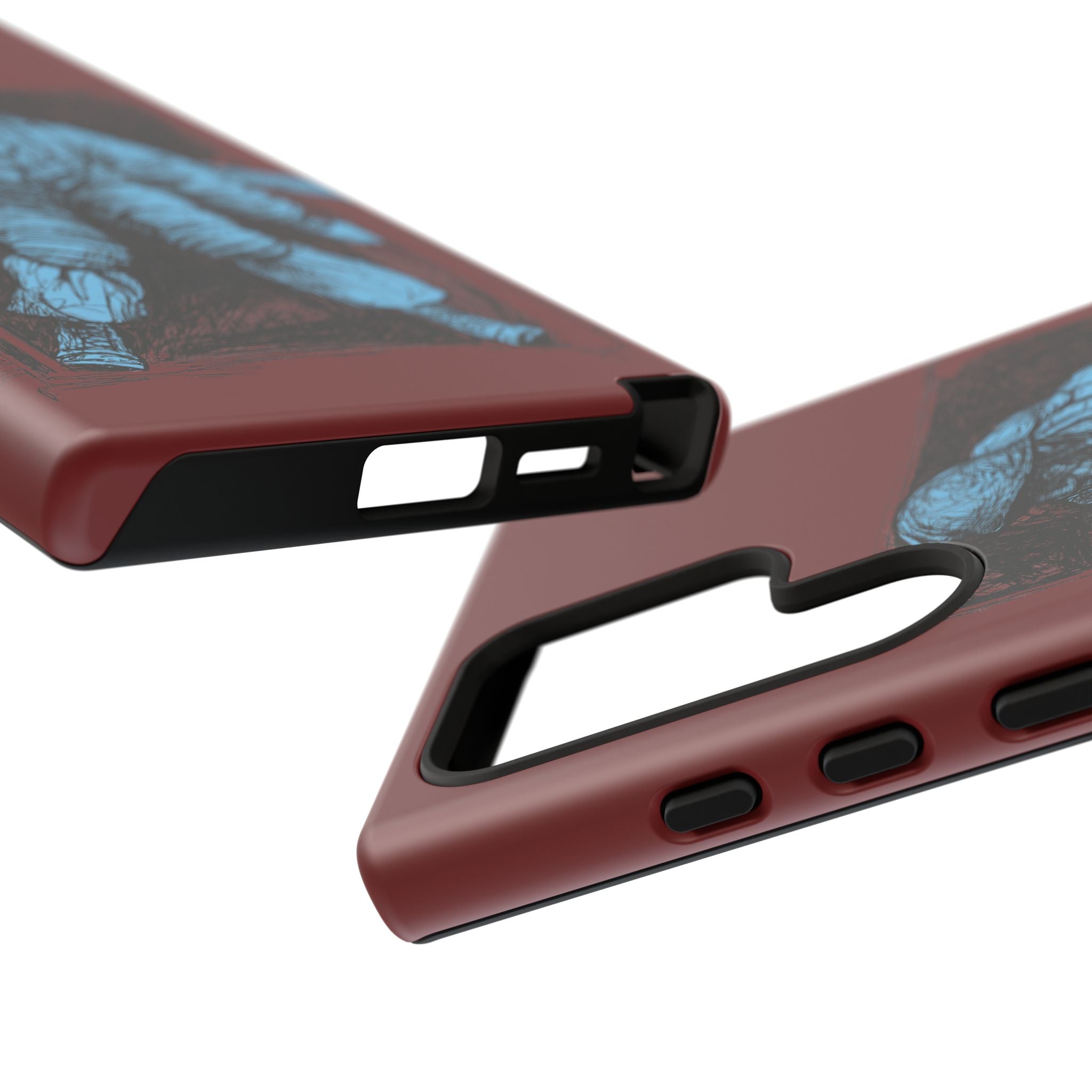 Fallschirmjäger Phone Case | WWII German Paratrooper Hand-Drawn Art | Maroon & Cambridge Blue Tough Case