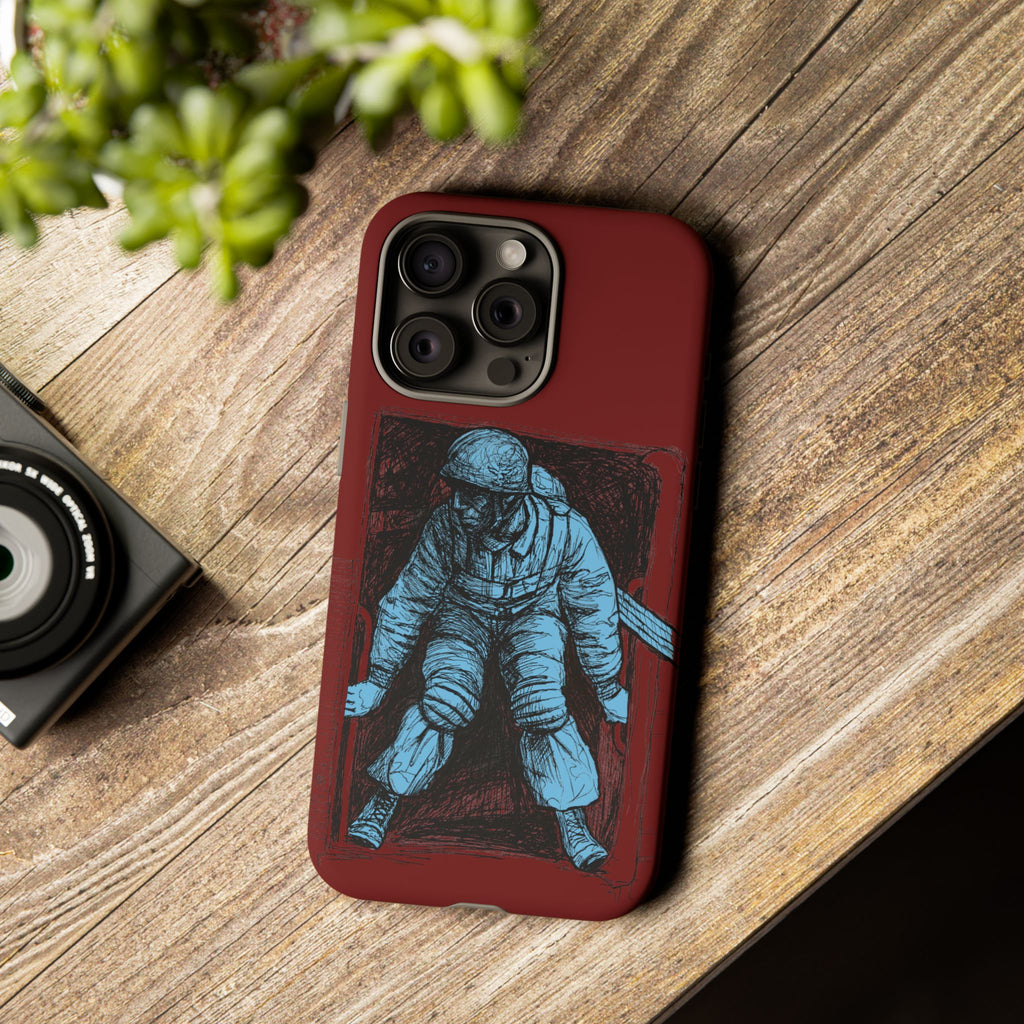 Fallschirmjäger Phone Case | WWII German Paratrooper Hand-Drawn Art | Maroon & Cambridge Blue Tough Case