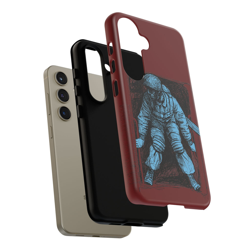 Fallschirmjäger Phone Case | WWII German Paratrooper Hand-Drawn Art | Maroon & Cambridge Blue Tough Case