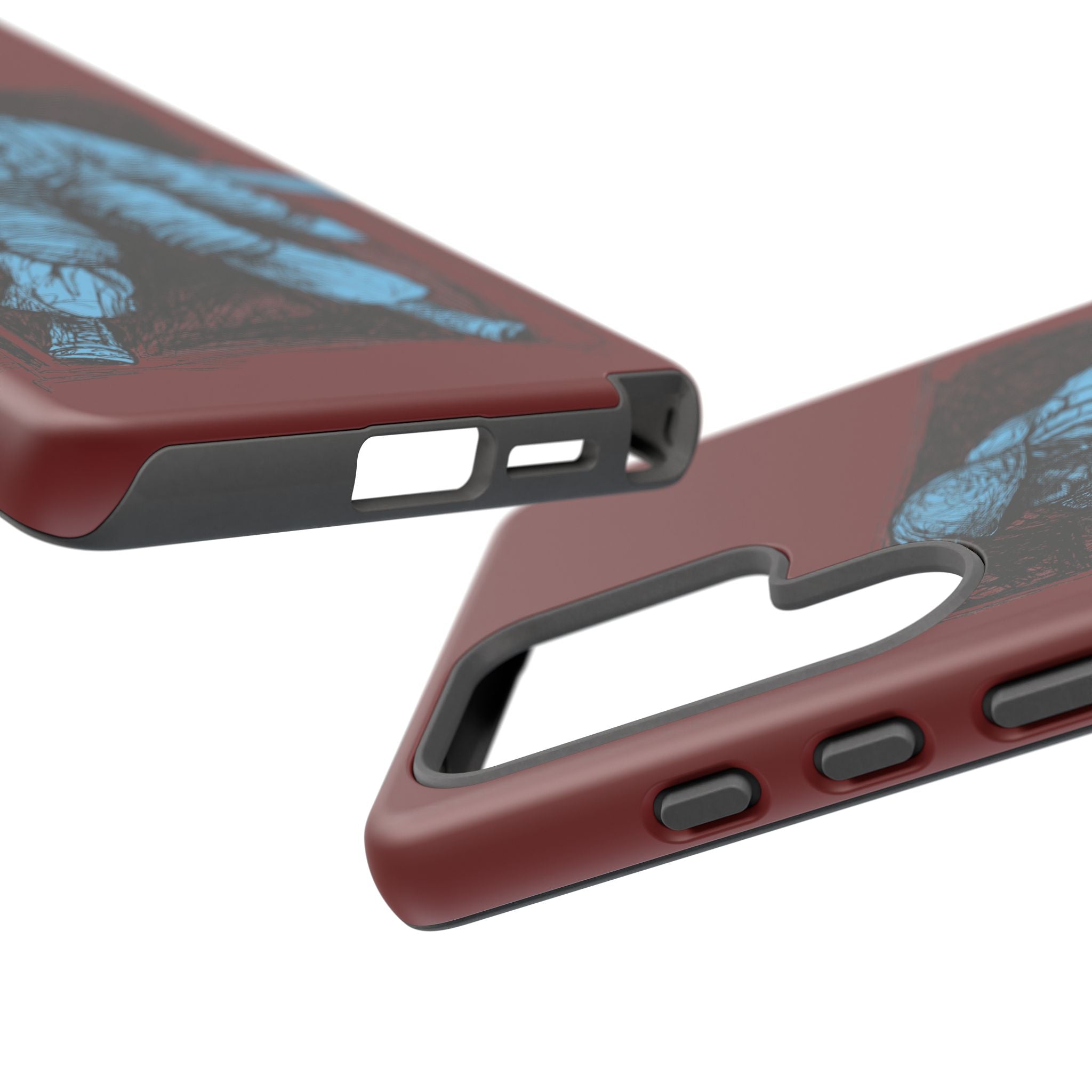 Fallschirmjäger Phone Case | WWII German Paratrooper Hand-Drawn Art | Maroon & Cambridge Blue Tough Case