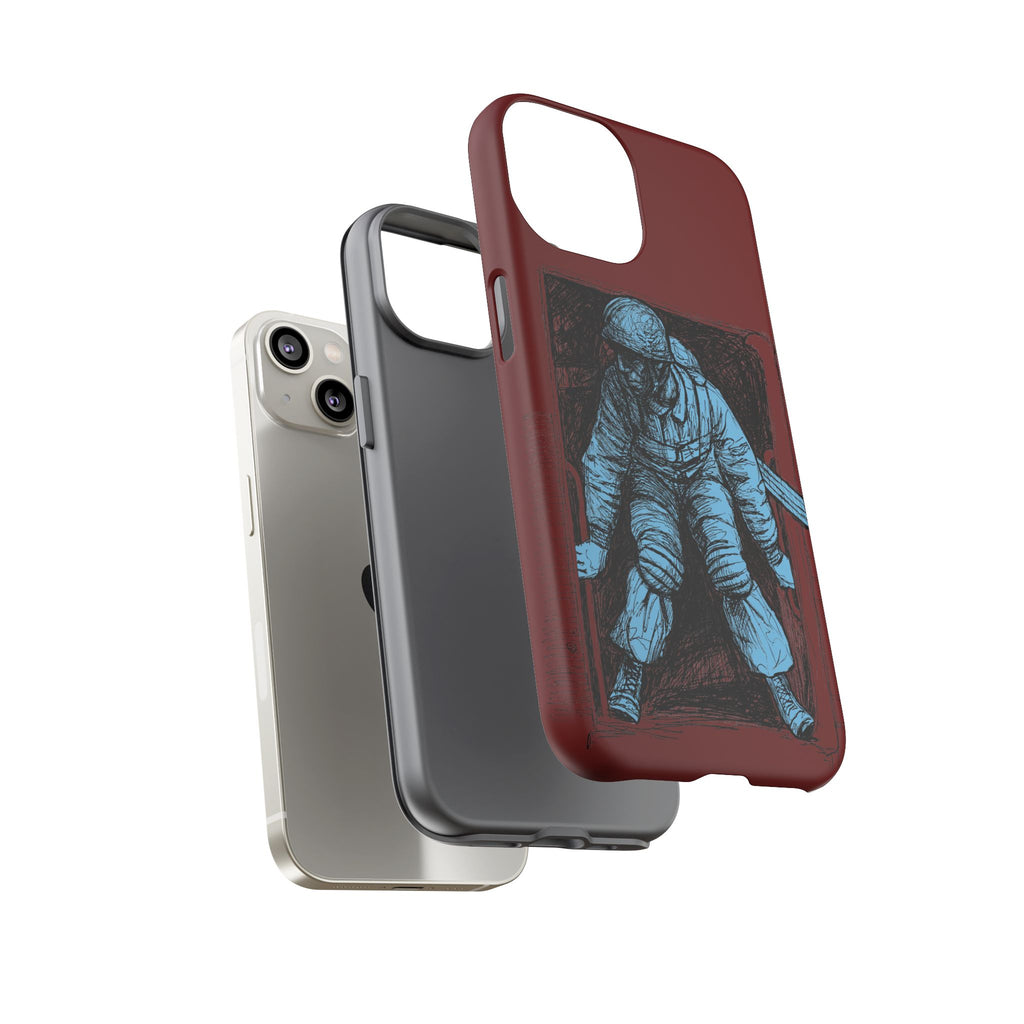 Fallschirmjäger Phone Case | WWII German Paratrooper Hand-Drawn Art | Maroon & Cambridge Blue Tough Case