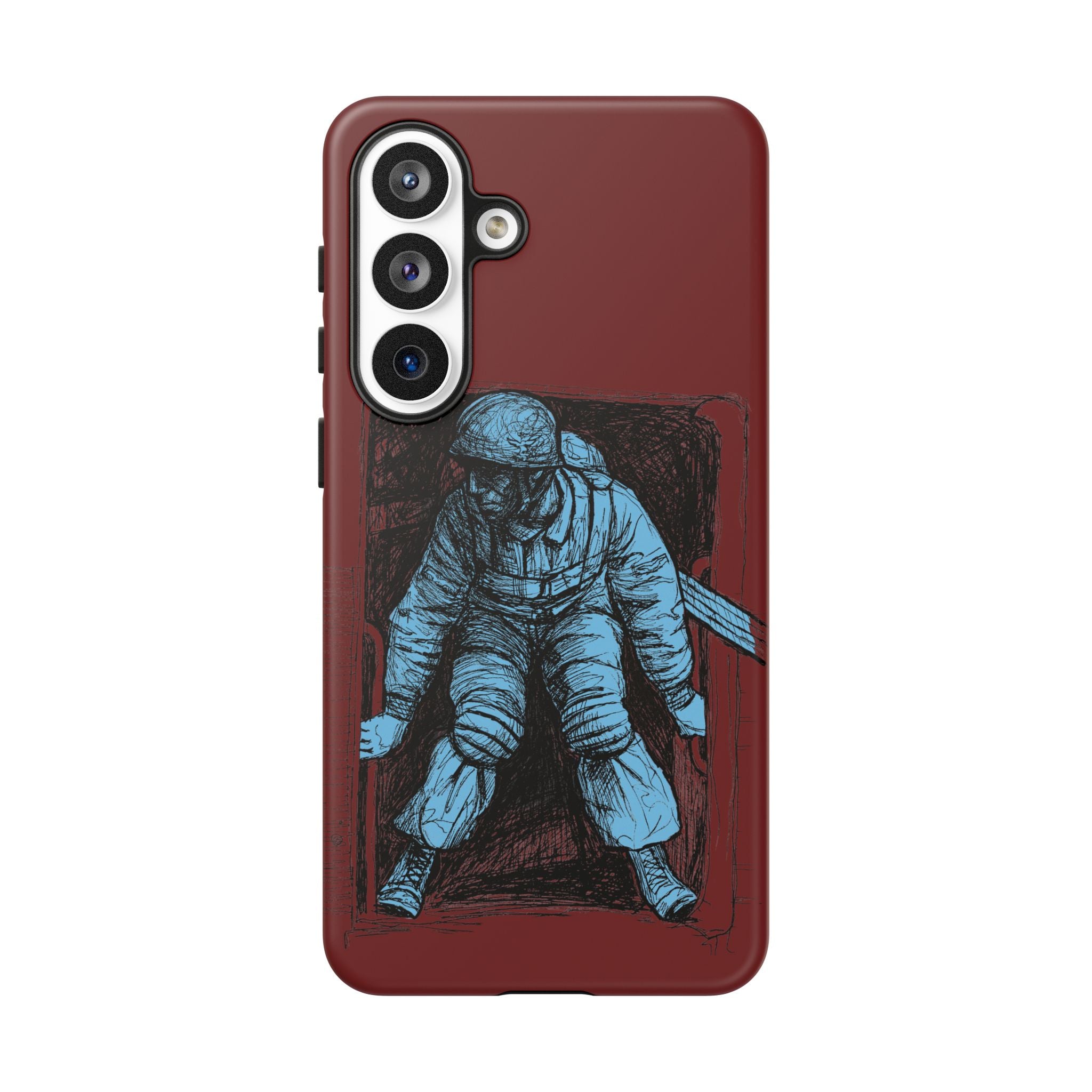 Fallschirmjäger Phone Case | WWII German Paratrooper Hand-Drawn Art | Maroon & Cambridge Blue Tough Case