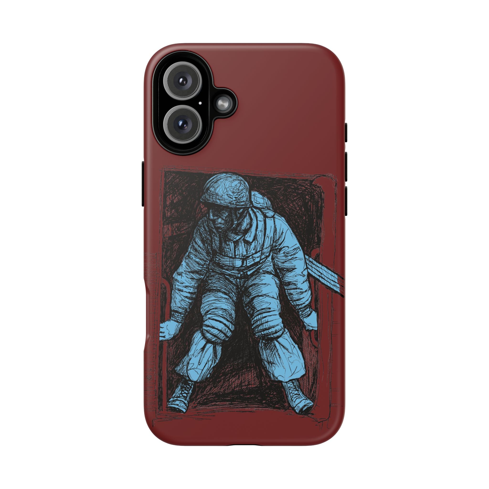 Fallschirmjäger Phone Case | WWII German Paratrooper Hand-Drawn Art | Maroon & Cambridge Blue Tough Case