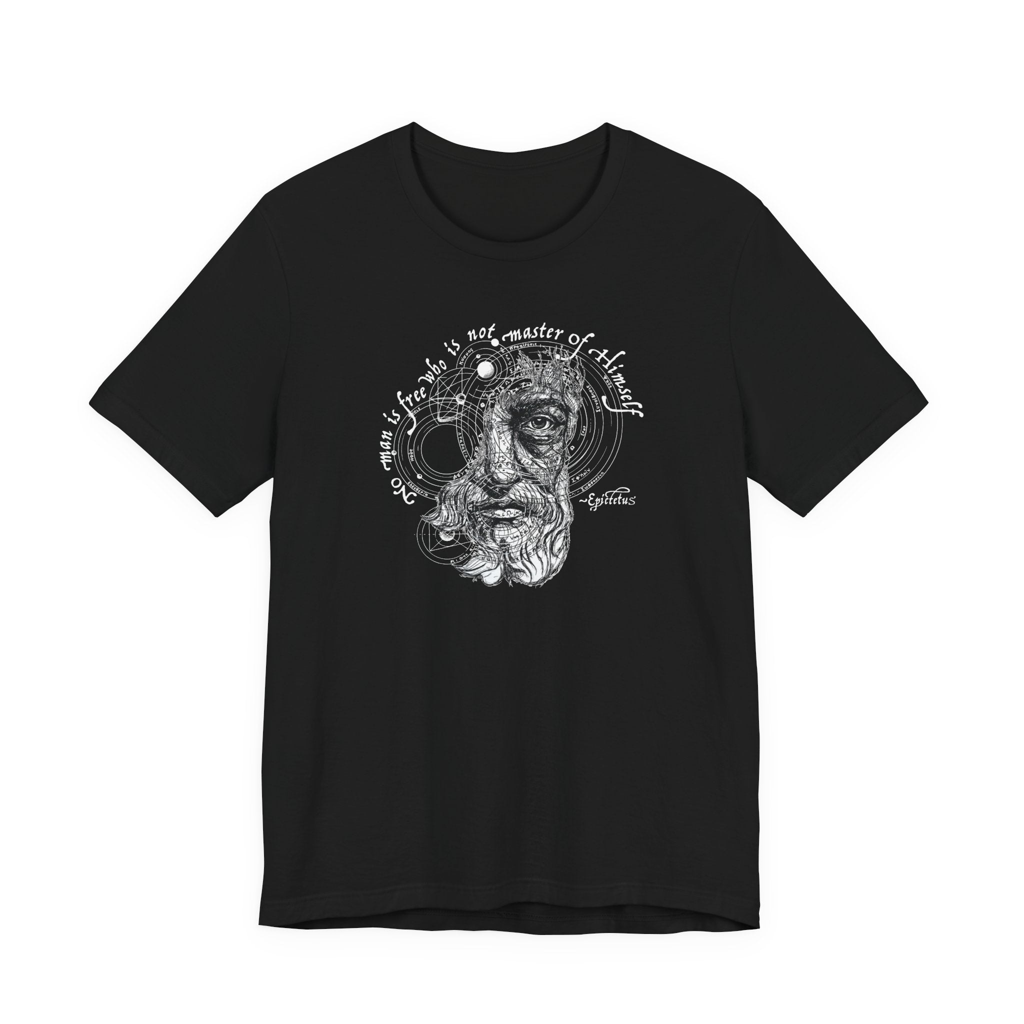 Epictetus T-Shirt | "No Man is Free Who is Not Master of Himself" | Hand-Drawn Stoic Philosophy Art