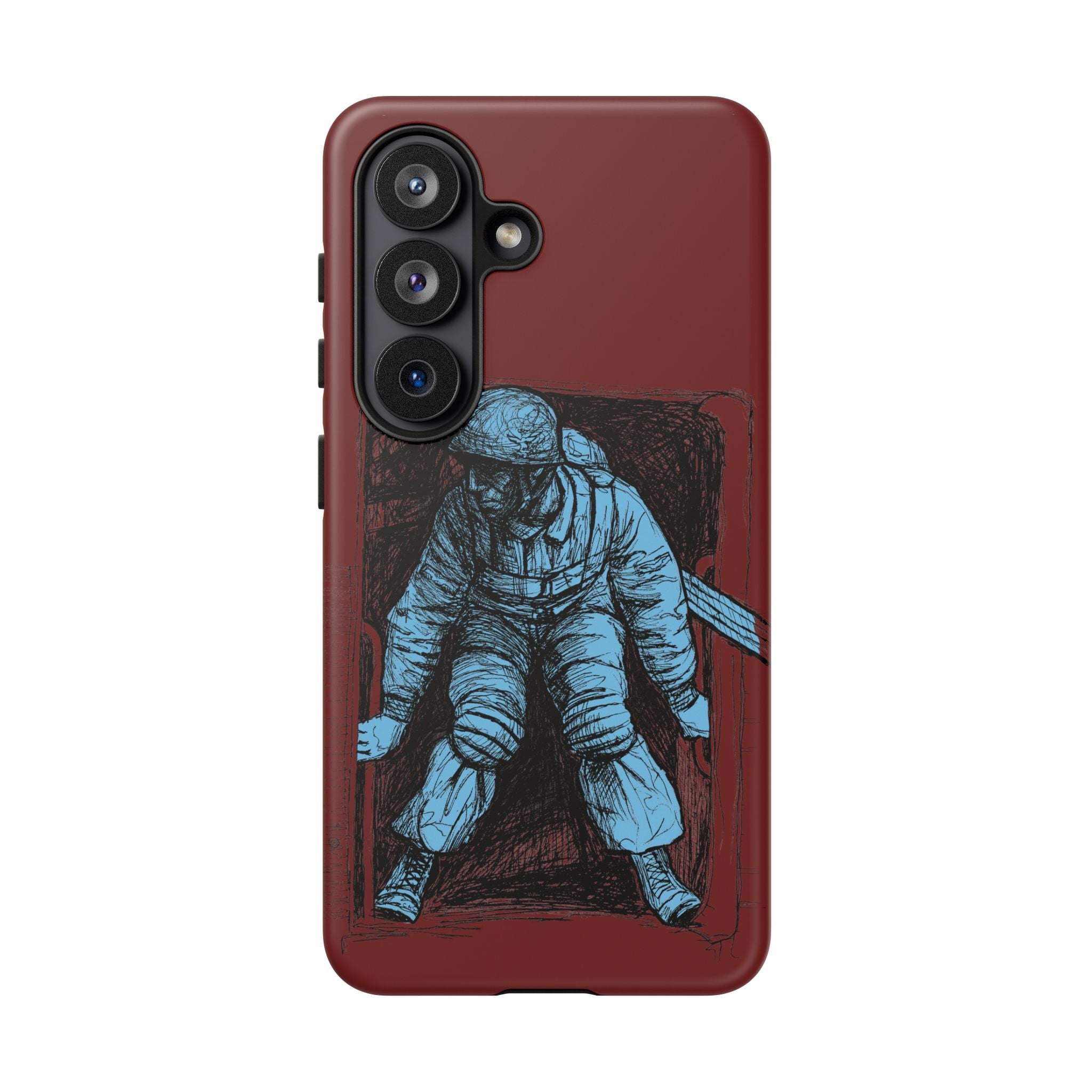 Fallschirmjäger Phone Case | WWII German Paratrooper Hand-Drawn Art | Maroon & Cambridge Blue Tough Case