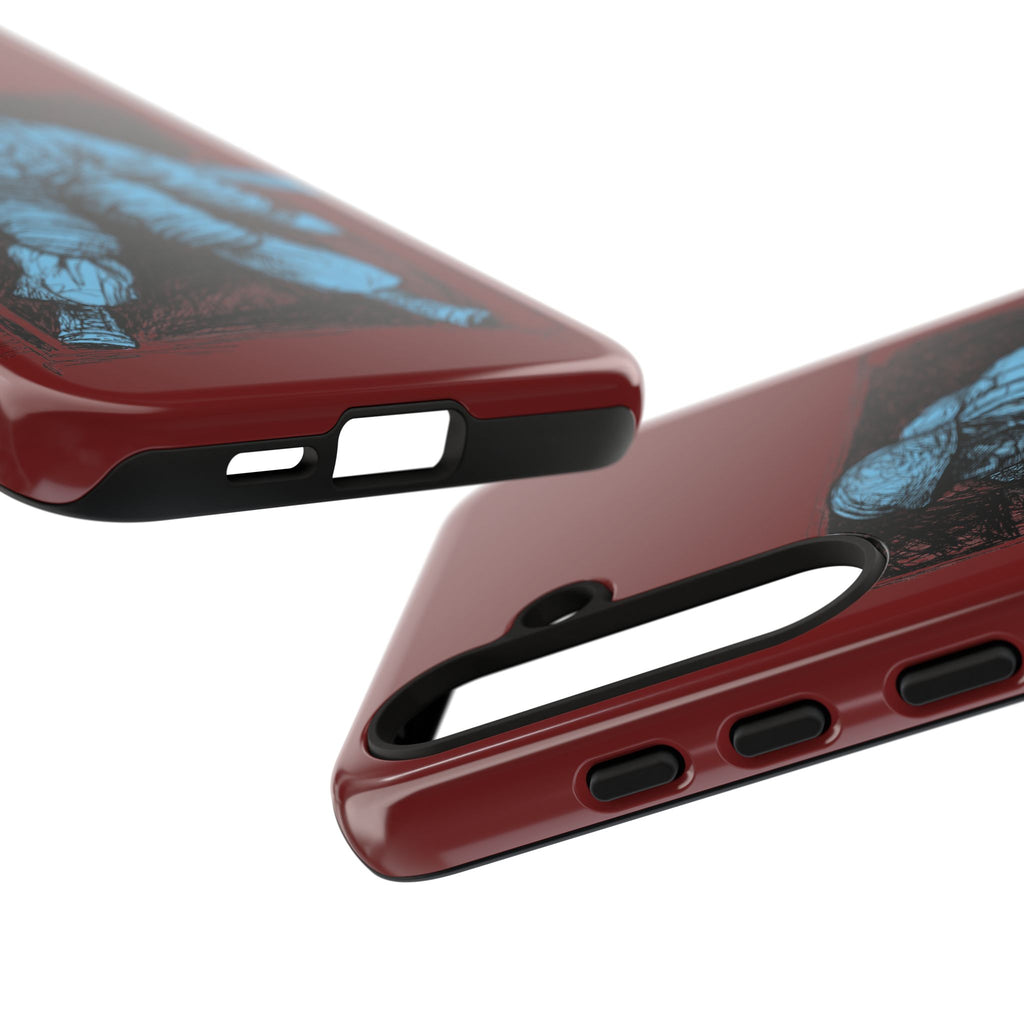 Fallschirmjäger Phone Case | WWII German Paratrooper Hand-Drawn Art | Maroon & Cambridge Blue Tough Case