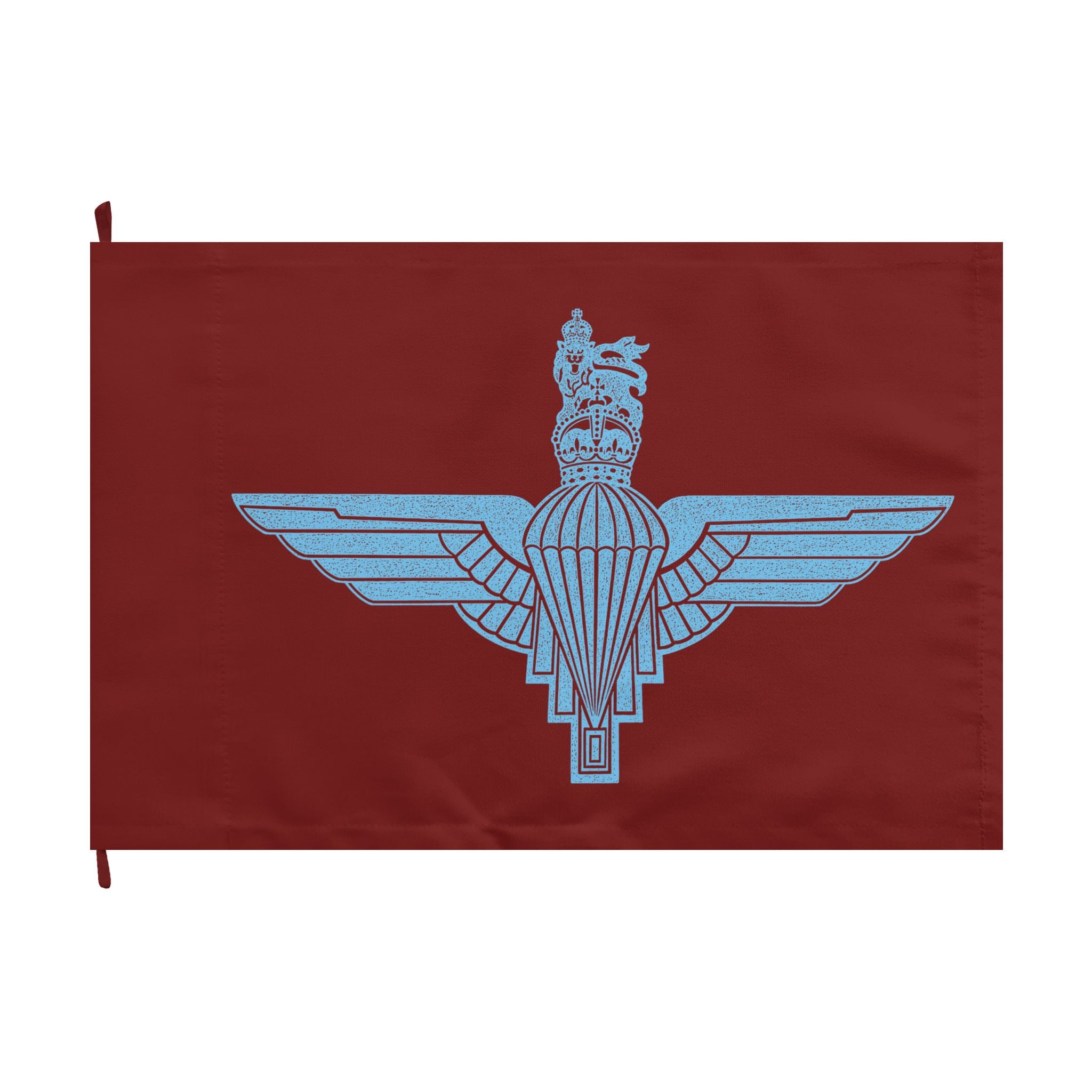 Parachute Regiment Flag | Cap Badge Hand-Drawn Art | Maroon & Cambridge Blue | 1 Para Heritage Flag