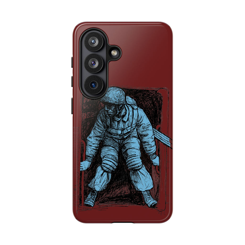 Fallschirmjäger Phone Case | WWII German Paratrooper Hand-Drawn Art | Maroon & Cambridge Blue Tough Case