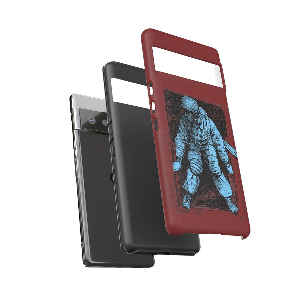 Fallschirmjäger Phone Case | WWII German Paratrooper Hand-Drawn Art | Maroon & Cambridge Blue Tough Case