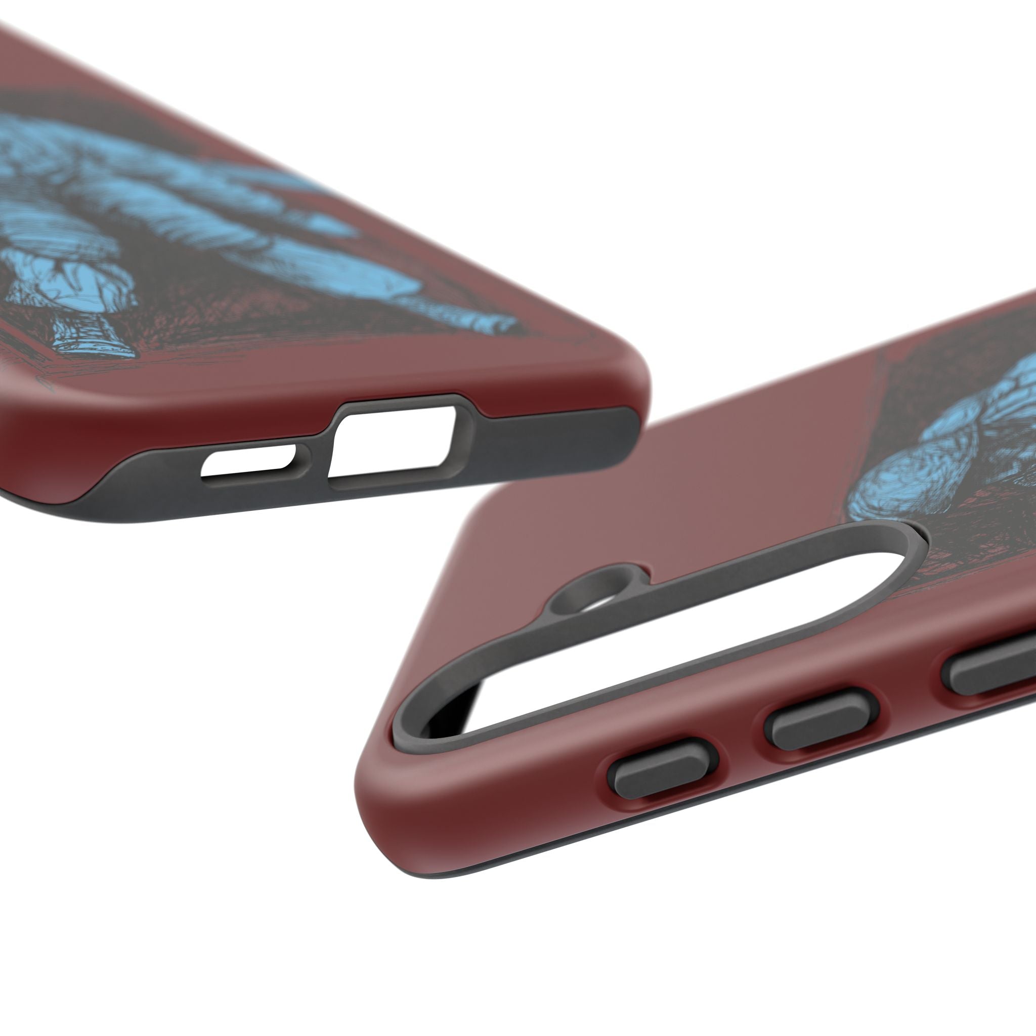 Fallschirmjäger Phone Case | WWII German Paratrooper Hand-Drawn Art | Maroon & Cambridge Blue Tough Case