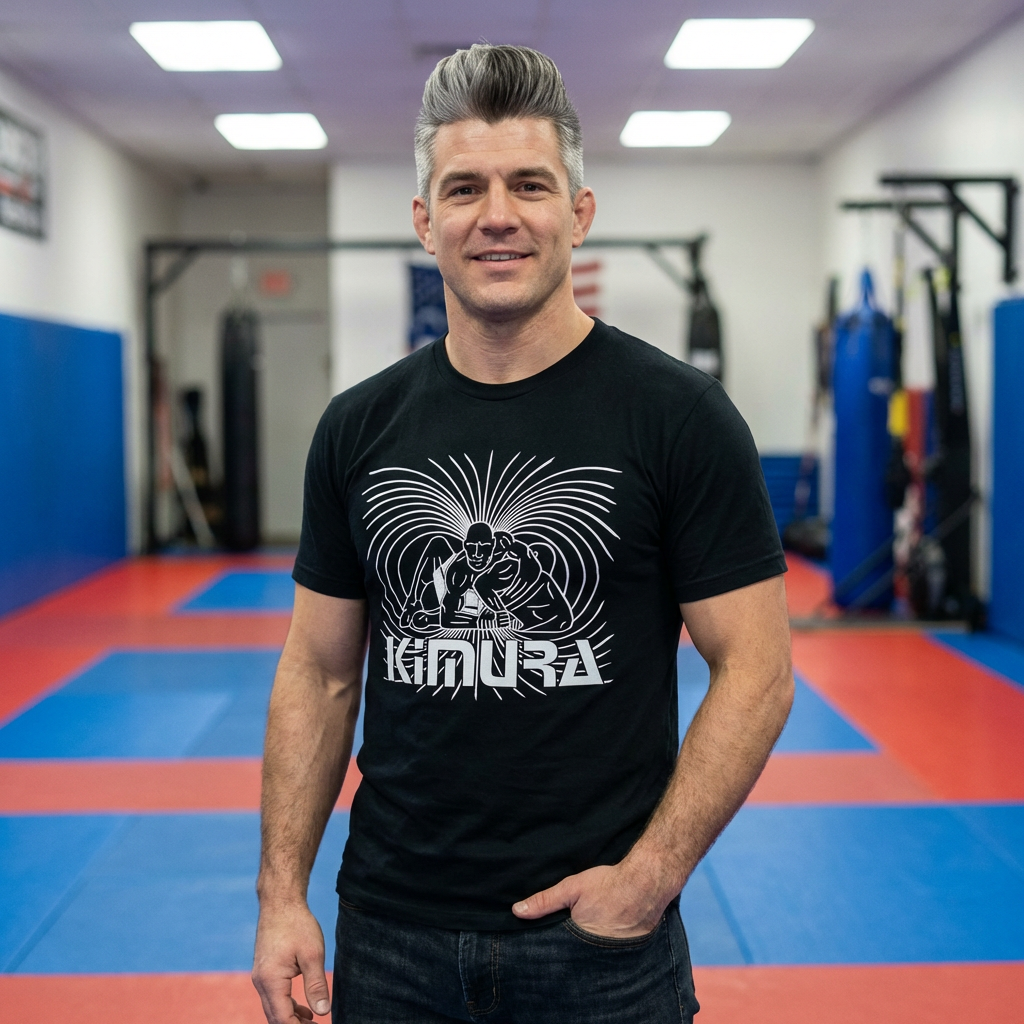 Hand-drawn Kimura arm lock BJJ t-shirt black — New Thought Threads