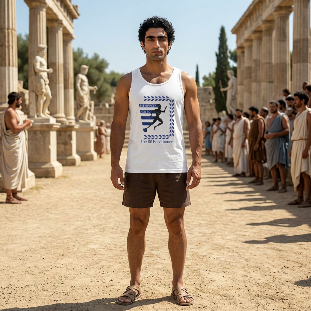 Pheidippides Marathon Tank — Hand-Drawn Running Legend Jersey Tank