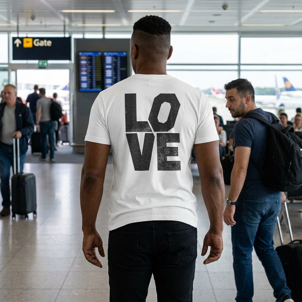 Love Graphic T-Shirt — Winged Heart Pocket + Distressed BACK LOVE Tee