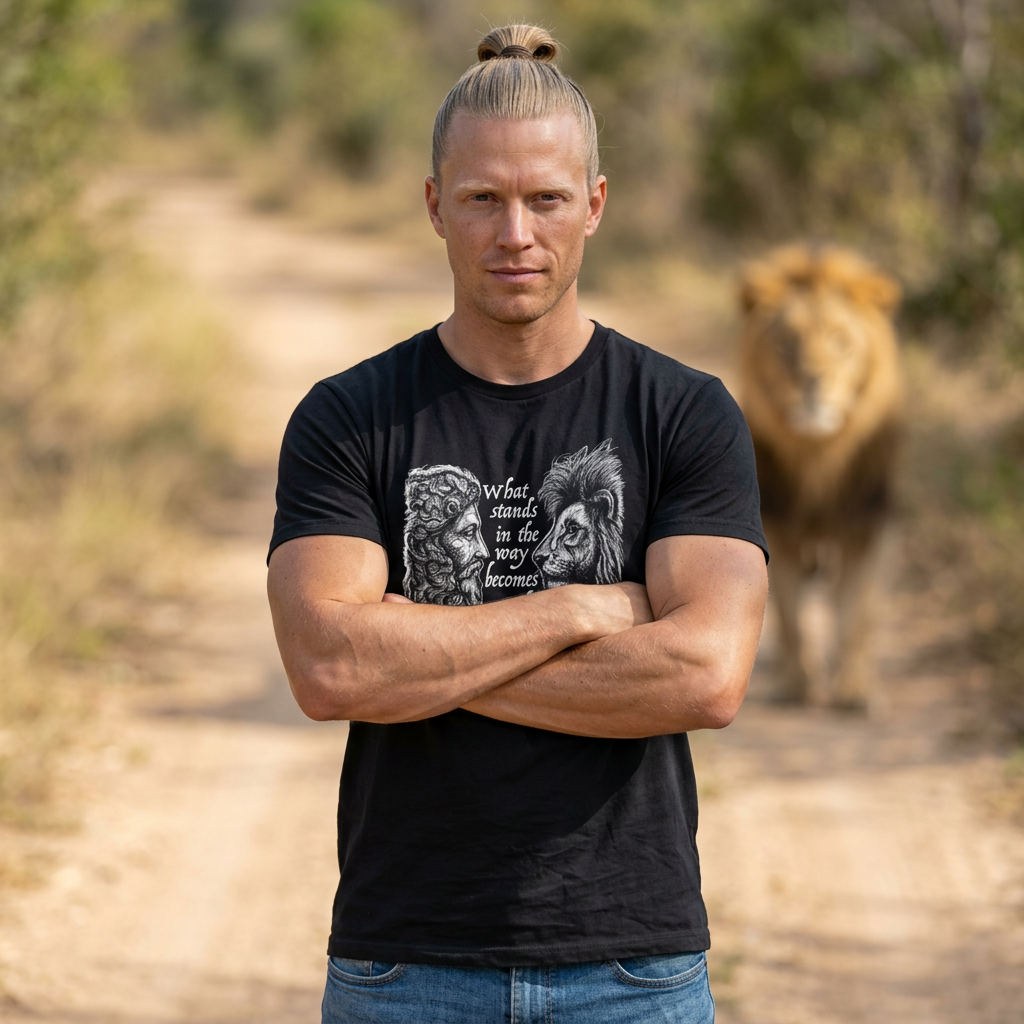 Marcus Aurelius Tee — "What Stands in the Way Becomes the Way"