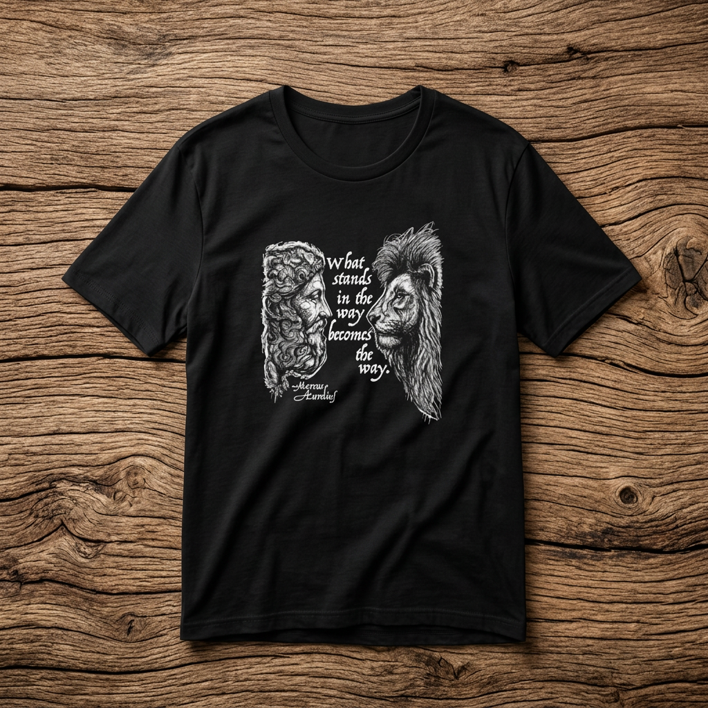 Marcus Aurelius Tee — "What Stands in the Way Becomes the Way"