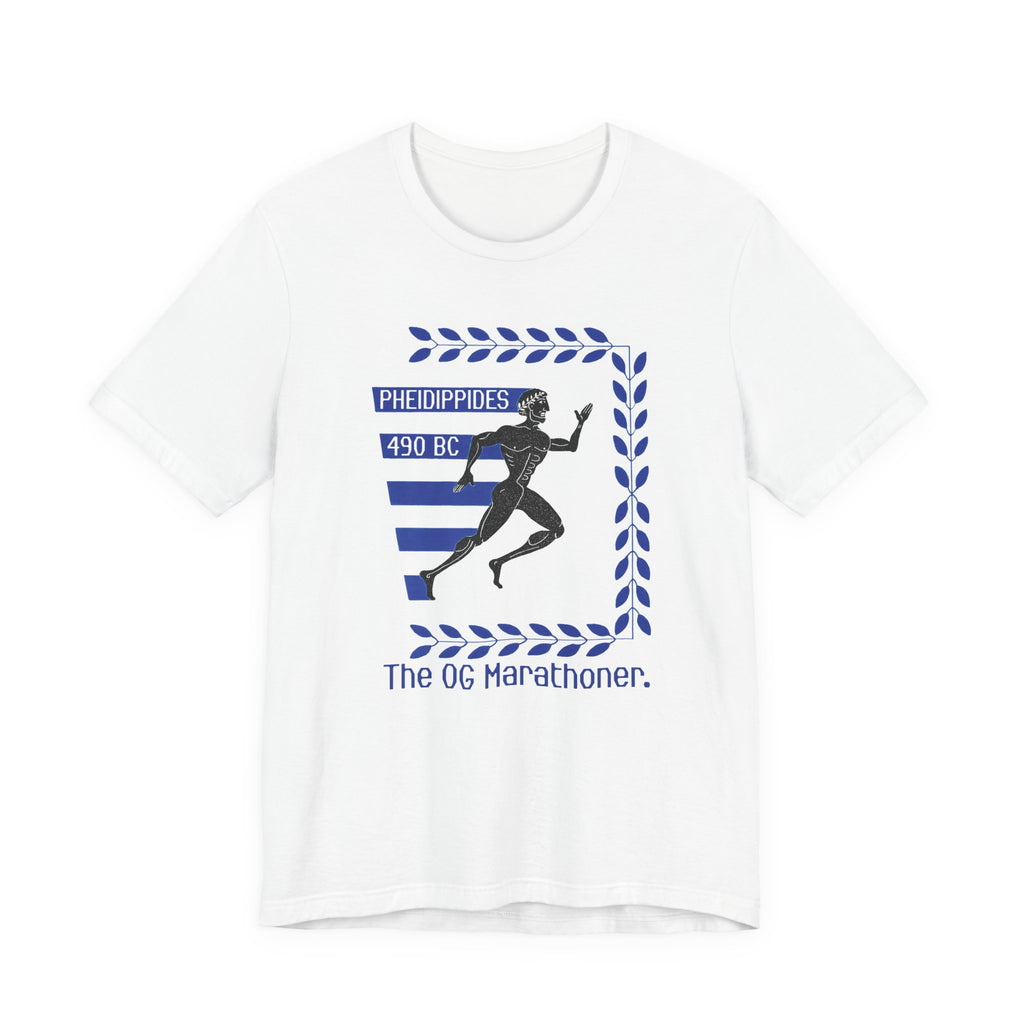 Pheidippides Marathoner Tee — "The OG Marathoner. Est. 490 BC."