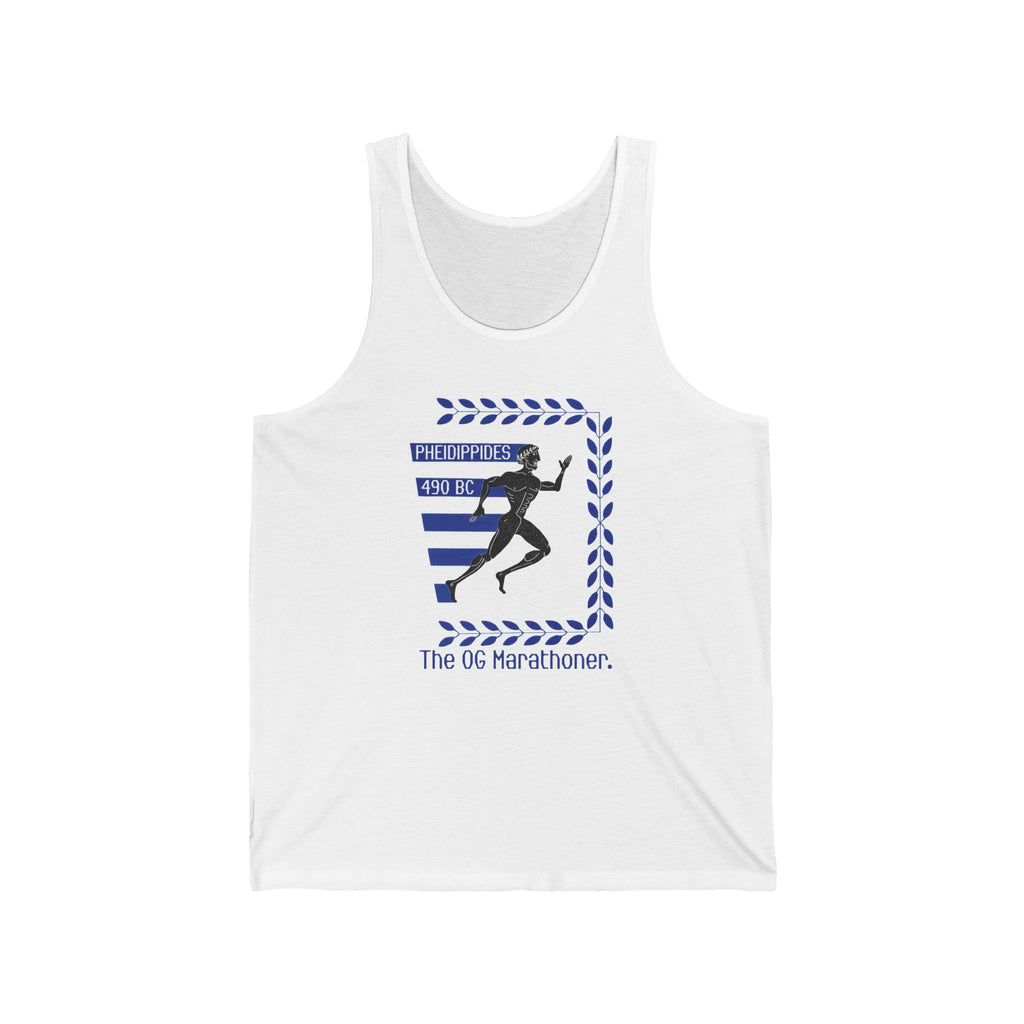 Pheidippides Marathon Tank — Hand-Drawn Running Legend Jersey Tank