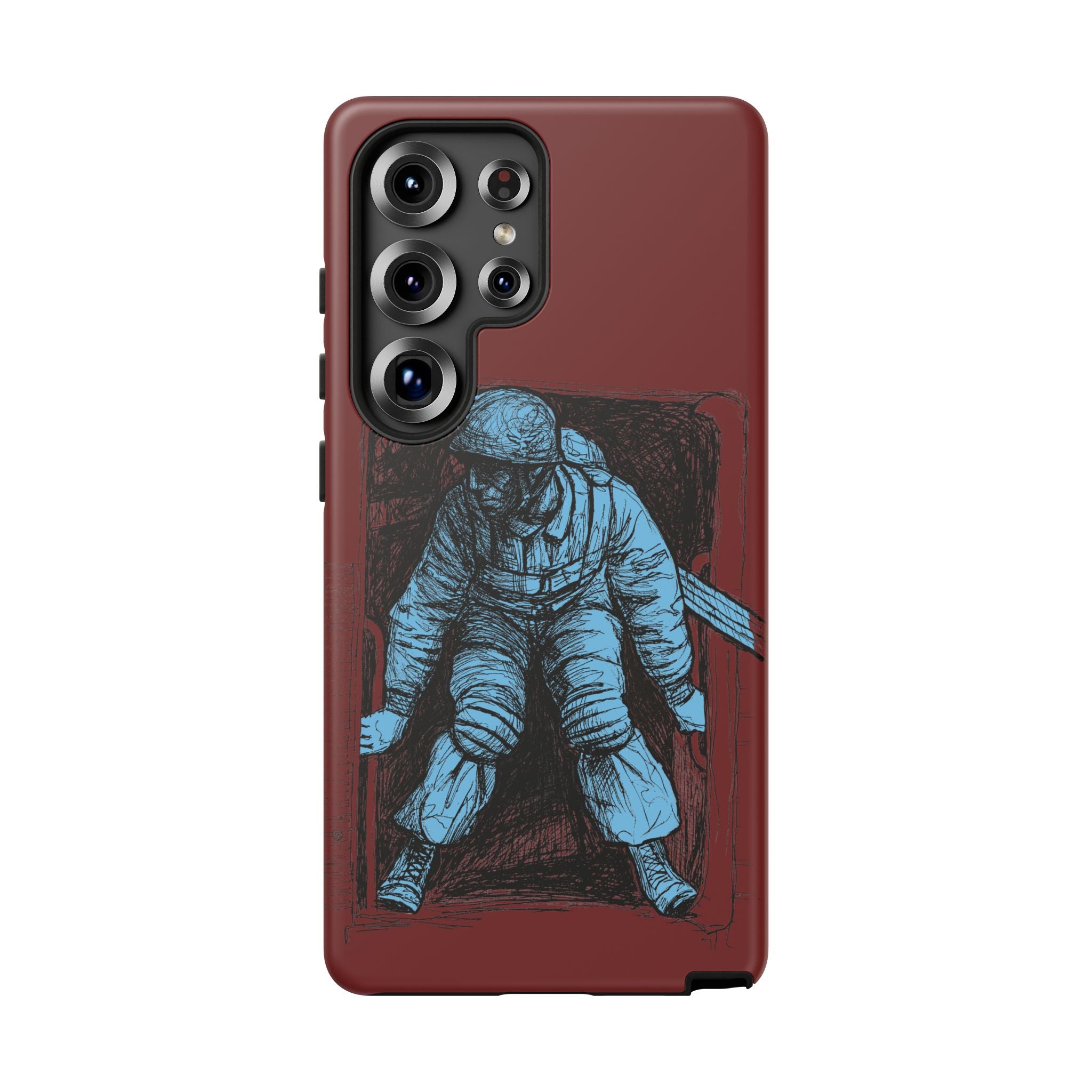 Fallschirmjäger Phone Case | WWII German Paratrooper Hand-Drawn Art | Maroon & Cambridge Blue Tough Case