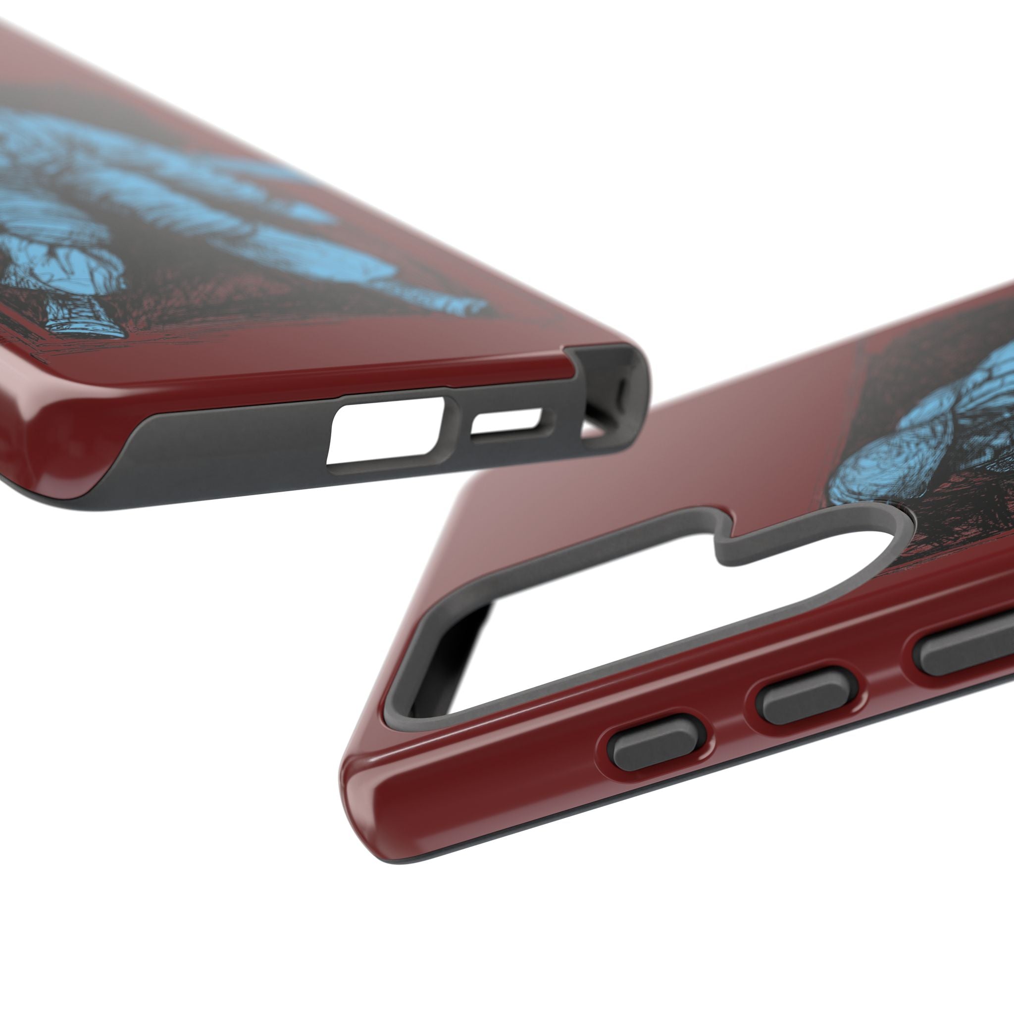 Fallschirmjäger Phone Case | WWII German Paratrooper Hand-Drawn Art | Maroon & Cambridge Blue Tough Case