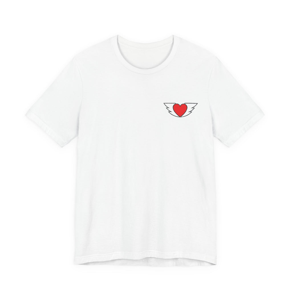 Love Graphic T-Shirt — Winged Heart Pocket + Distressed BACK LOVE Tee