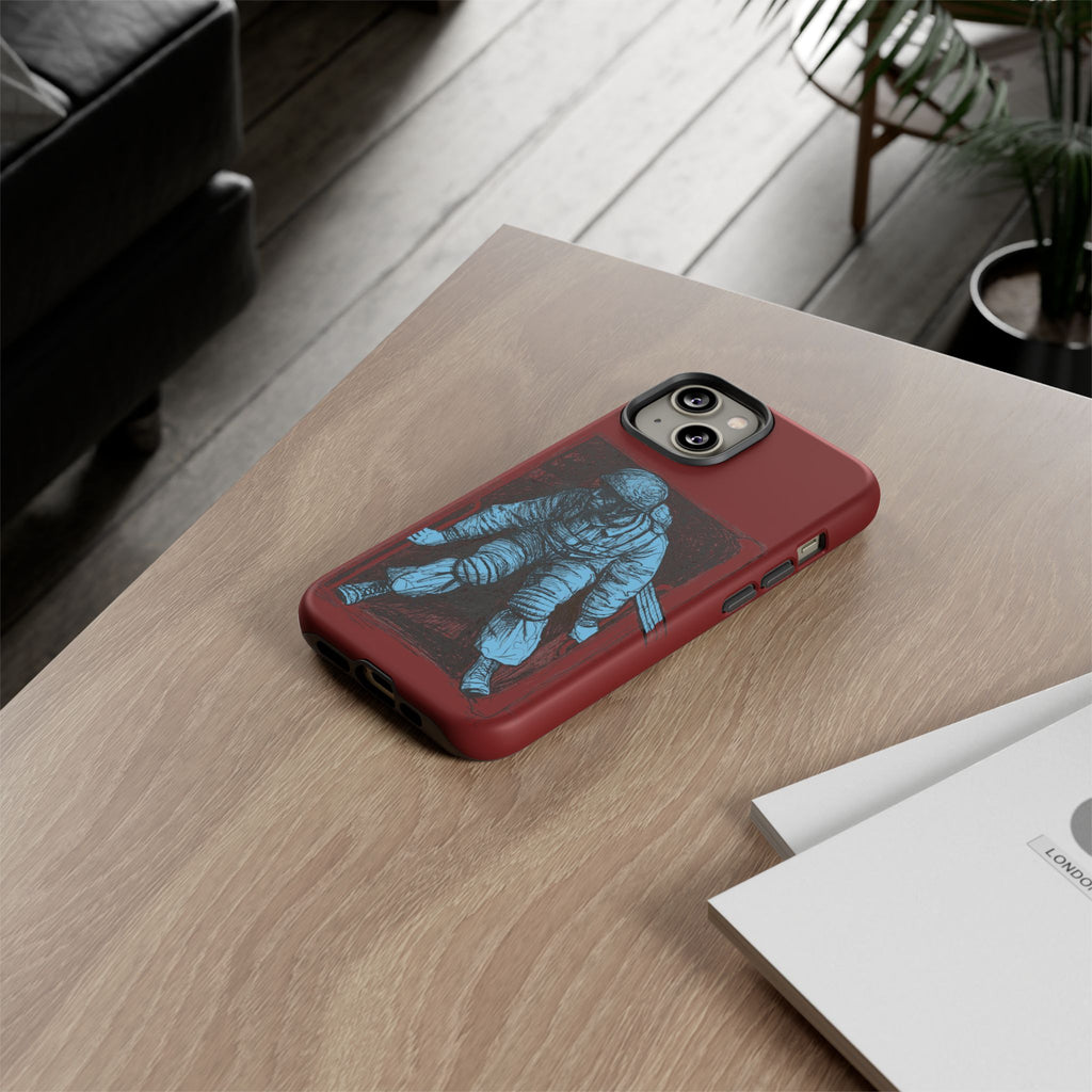Fallschirmjäger Phone Case | WWII German Paratrooper Hand-Drawn Art | Maroon & Cambridge Blue Tough Case