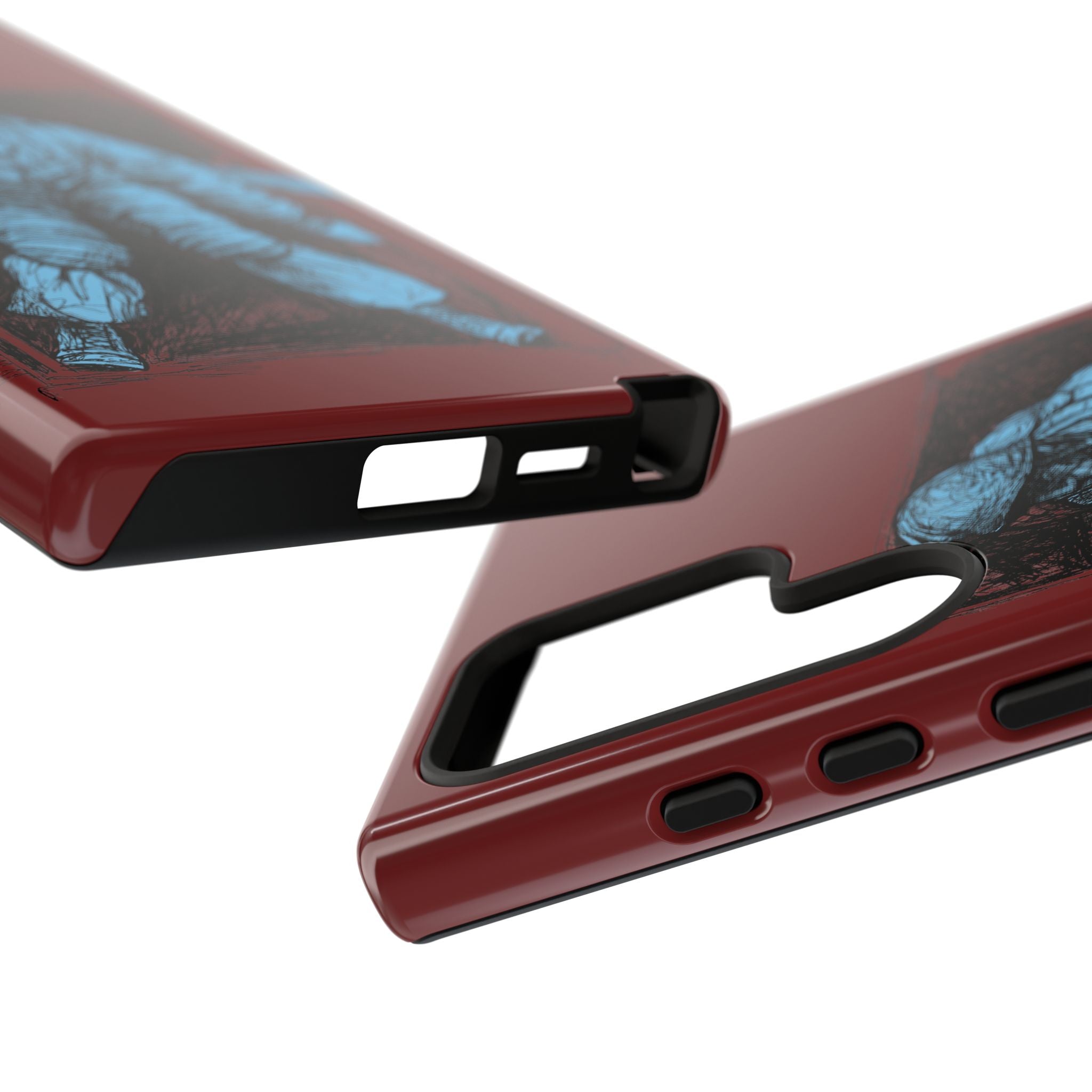 Fallschirmjäger Phone Case | WWII German Paratrooper Hand-Drawn Art | Maroon & Cambridge Blue Tough Case