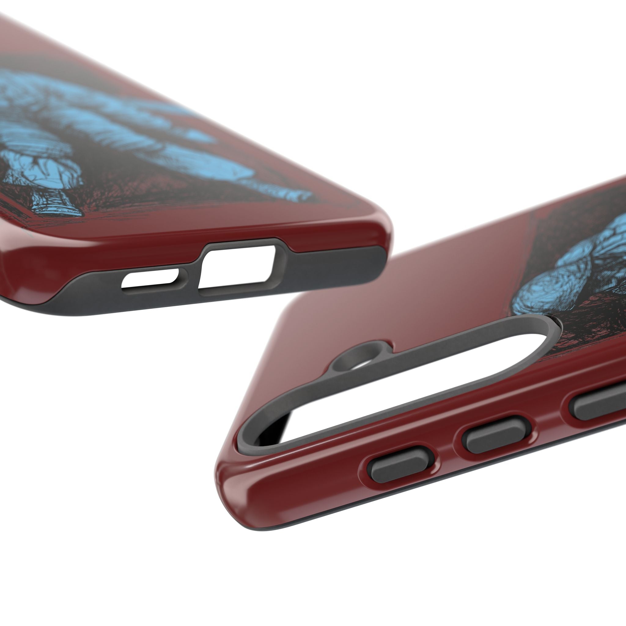Fallschirmjäger Phone Case | WWII German Paratrooper Hand-Drawn Art | Maroon & Cambridge Blue Tough Case