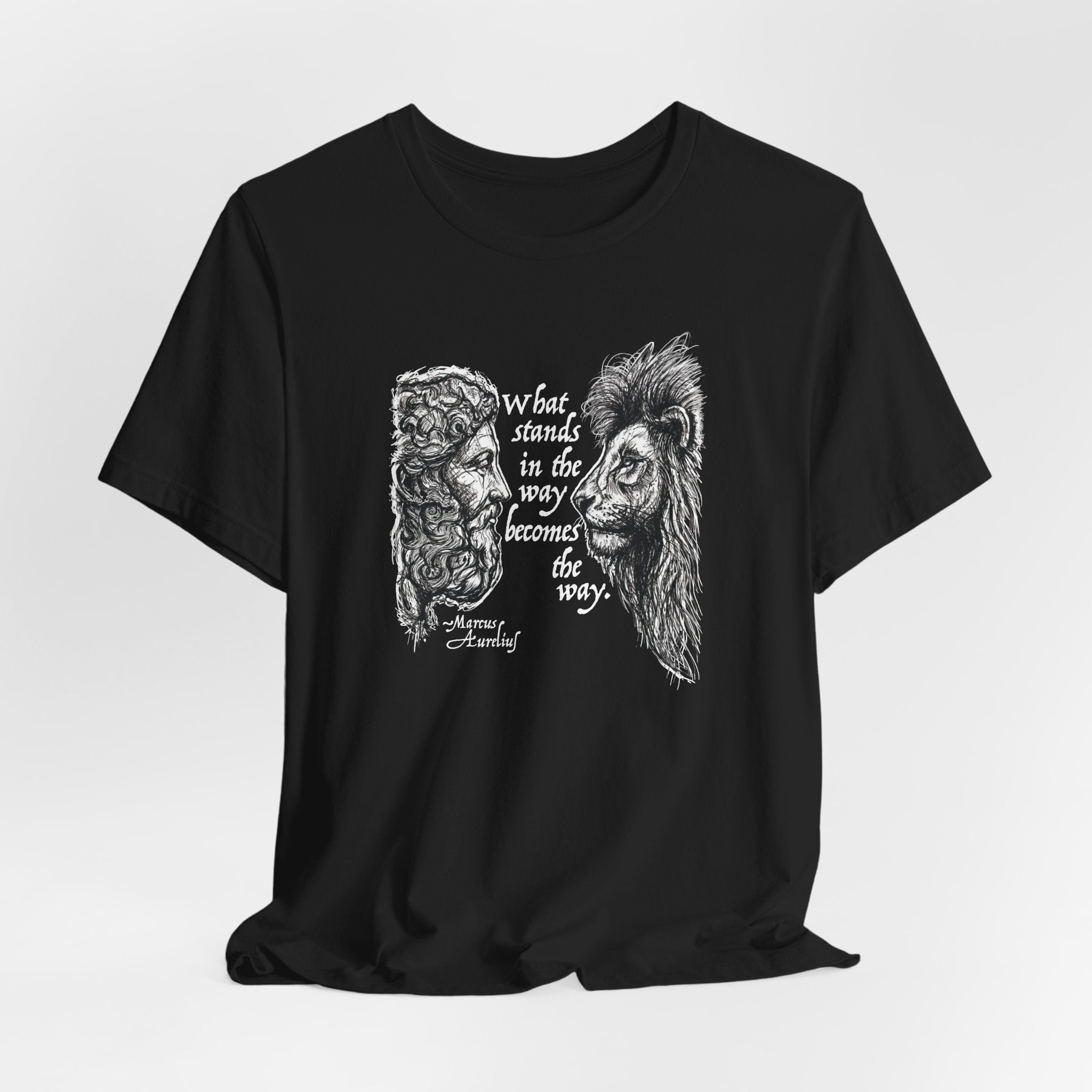 Marcus Aurelius Tee — "What Stands in the Way Becomes the Way"