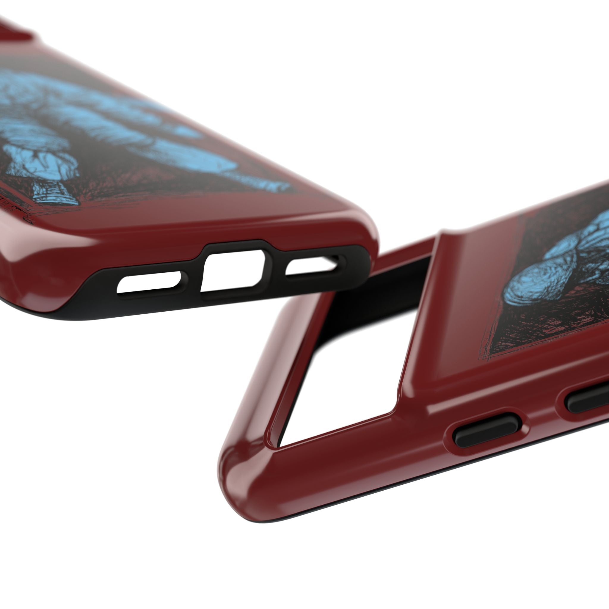 Fallschirmjäger Phone Case | WWII German Paratrooper Hand-Drawn Art | Maroon & Cambridge Blue Tough Case