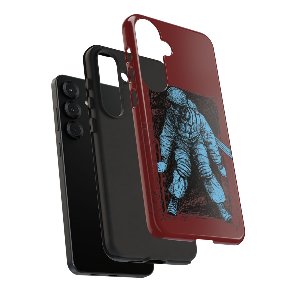 Fallschirmjäger Phone Case | WWII German Paratrooper Hand-Drawn Art | Maroon & Cambridge Blue Tough Case