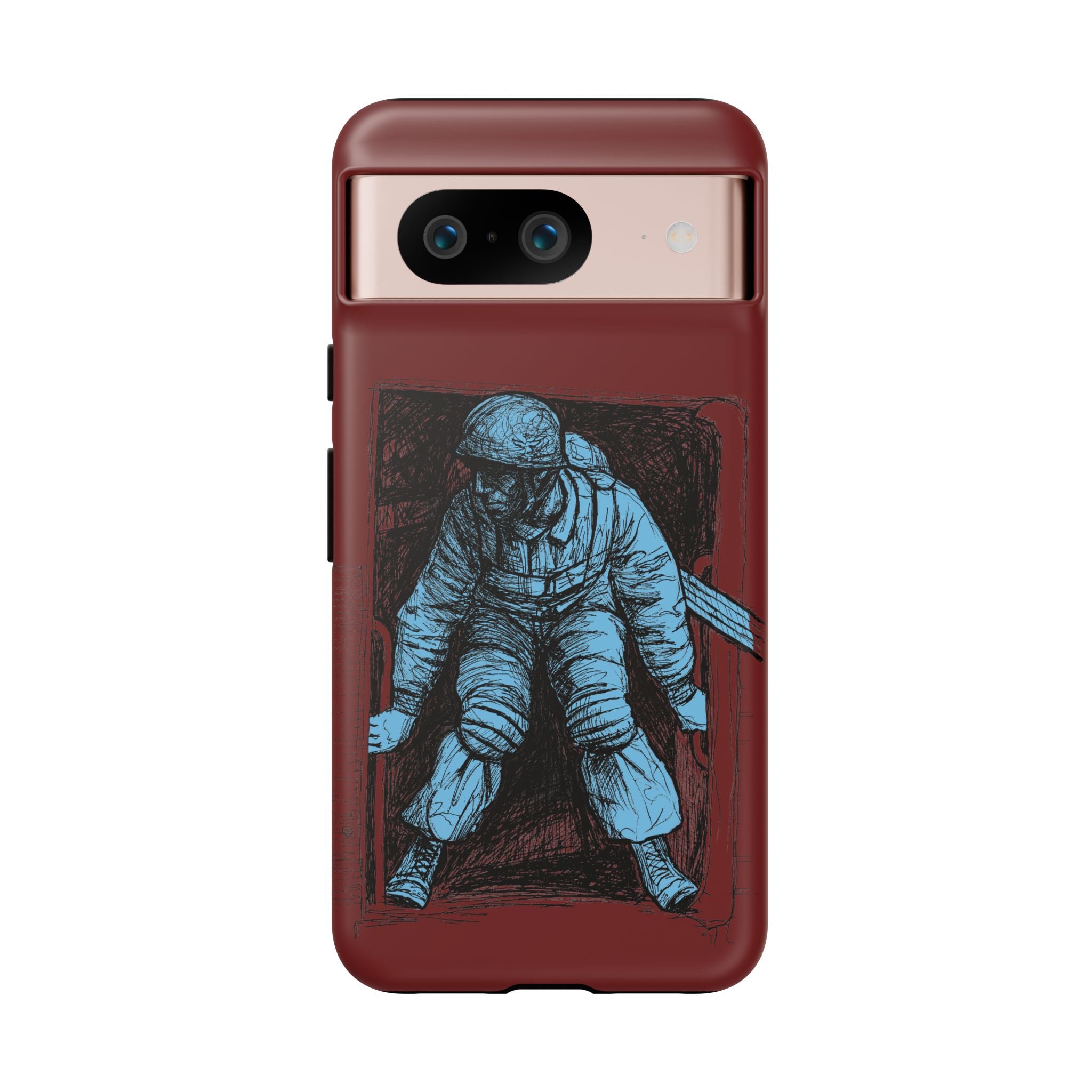 Fallschirmjäger Phone Case | WWII German Paratrooper Hand-Drawn Art | Maroon & Cambridge Blue Tough Case