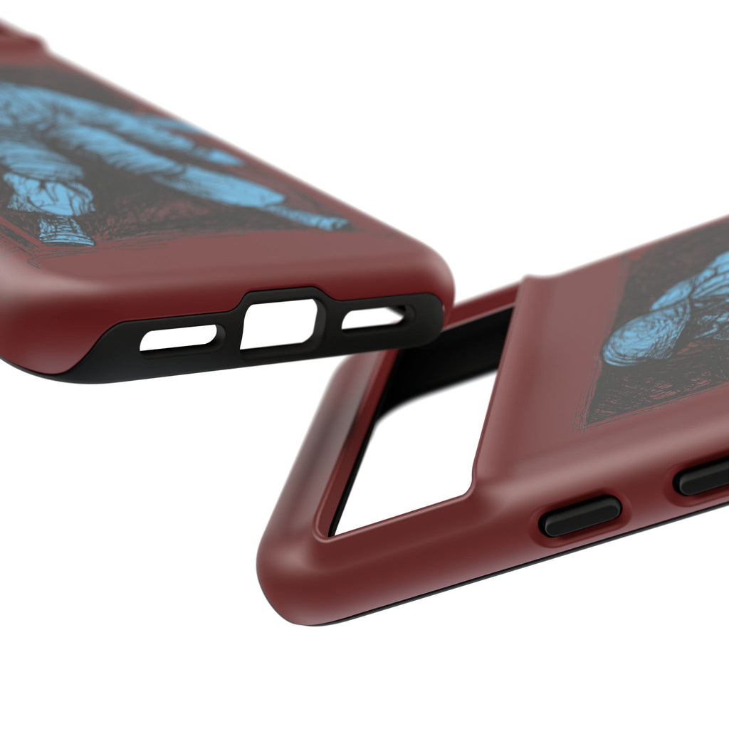 Fallschirmjäger Phone Case | WWII German Paratrooper Hand-Drawn Art | Maroon & Cambridge Blue Tough Case