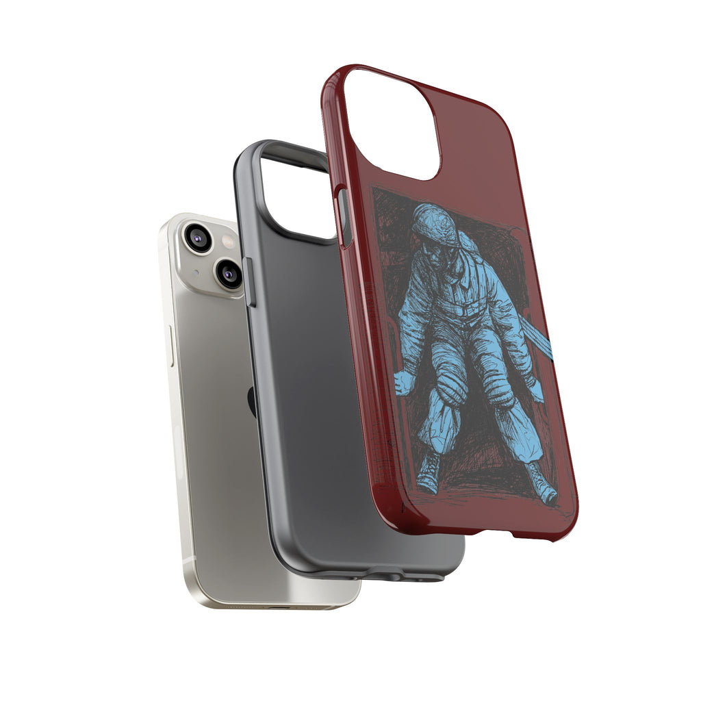 Fallschirmjäger Phone Case | WWII German Paratrooper Hand-Drawn Art | Maroon & Cambridge Blue Tough Case