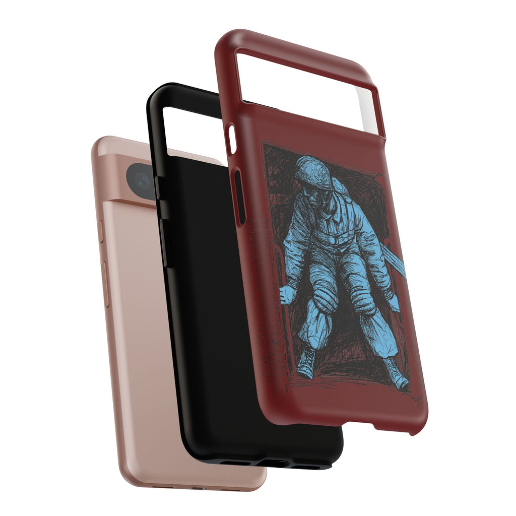 Fallschirmjäger Phone Case | WWII German Paratrooper Hand-Drawn Art | Maroon & Cambridge Blue Tough Case
