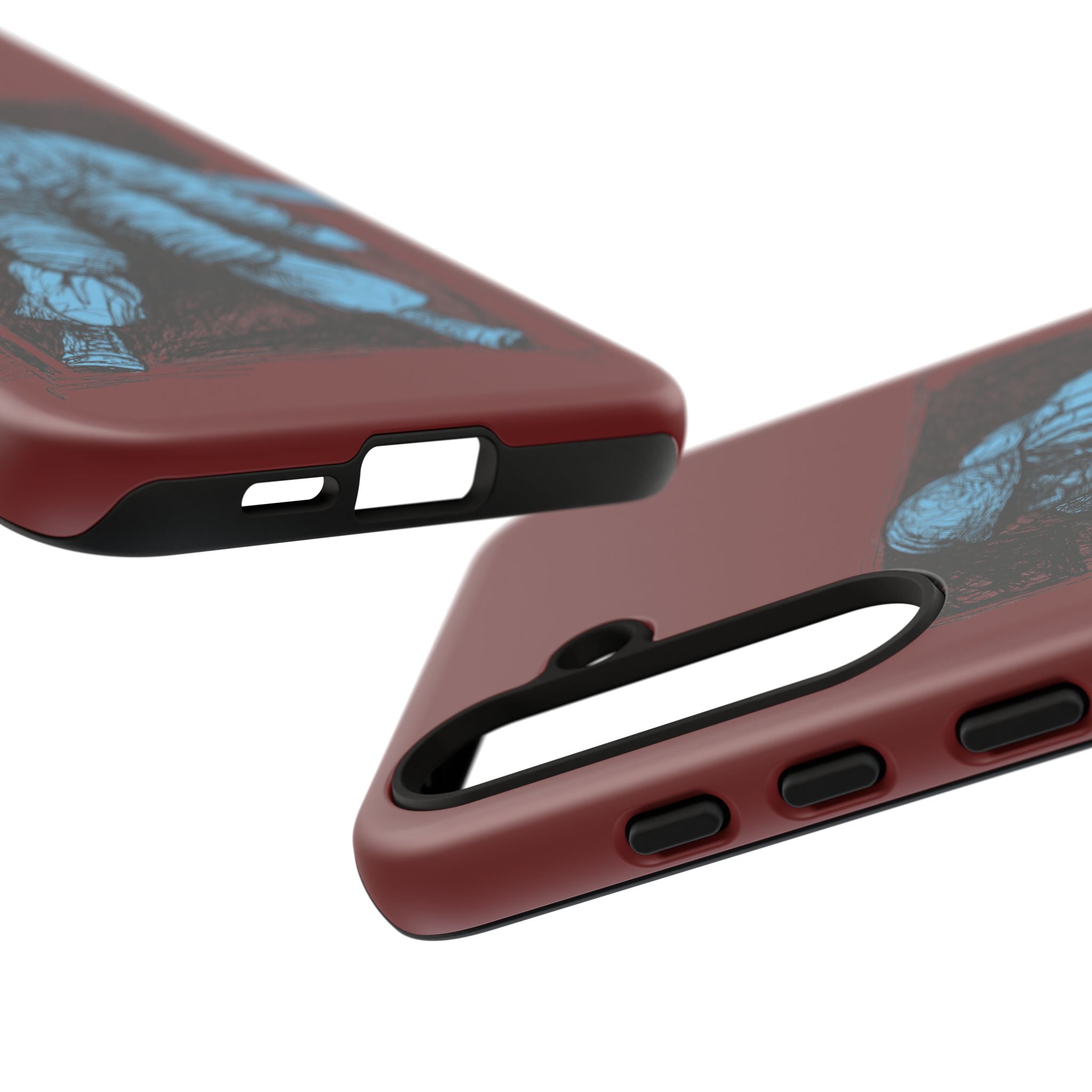 Fallschirmjäger Phone Case | WWII German Paratrooper Hand-Drawn Art | Maroon & Cambridge Blue Tough Case