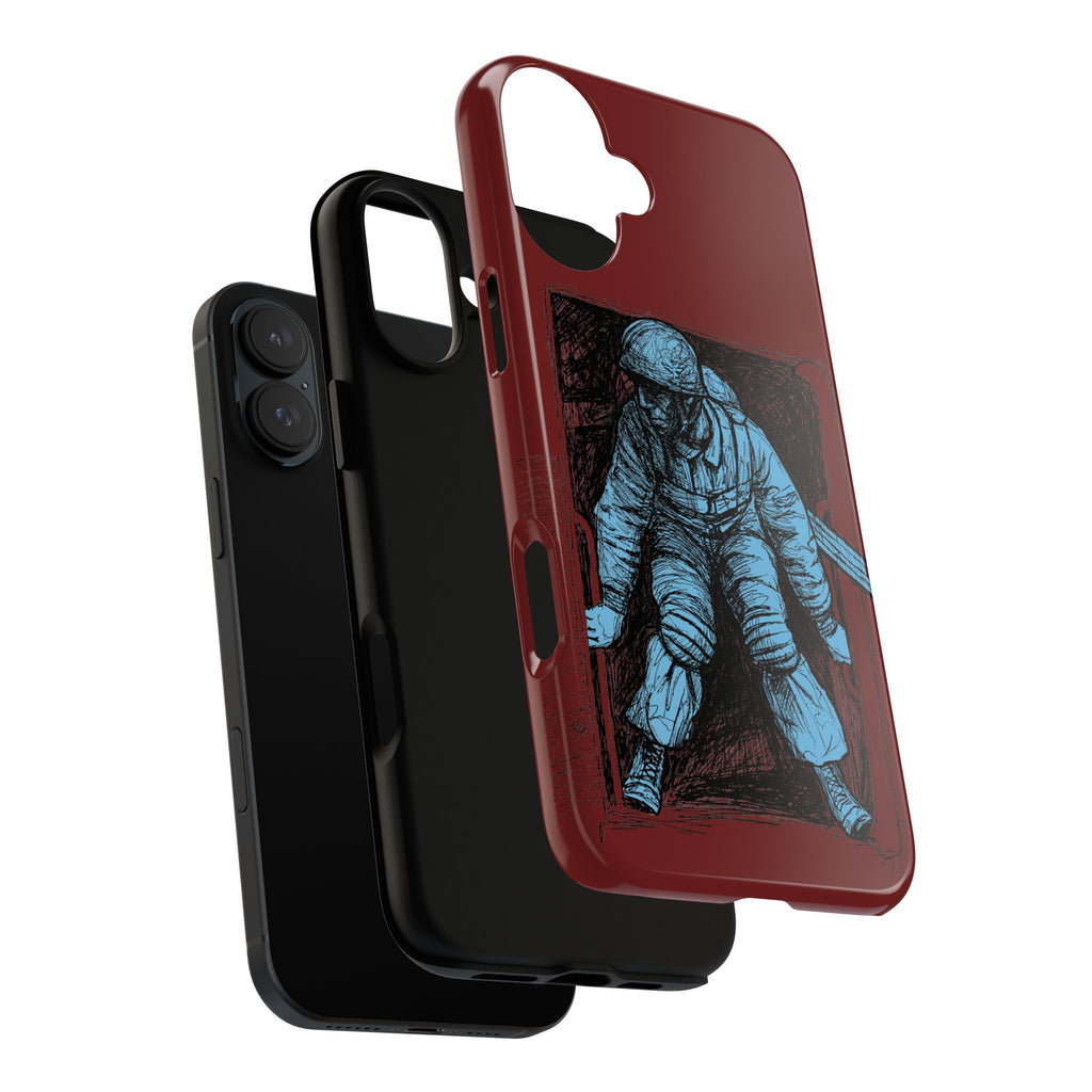 Fallschirmjäger Phone Case | WWII German Paratrooper Hand-Drawn Art | Maroon & Cambridge Blue Tough Case