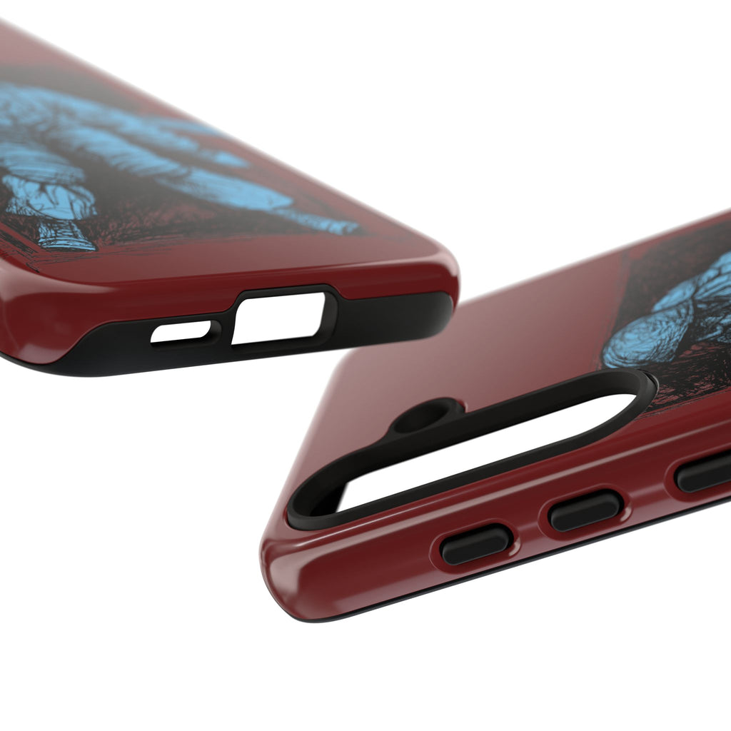 Fallschirmjäger Phone Case | WWII German Paratrooper Hand-Drawn Art | Maroon & Cambridge Blue Tough Case