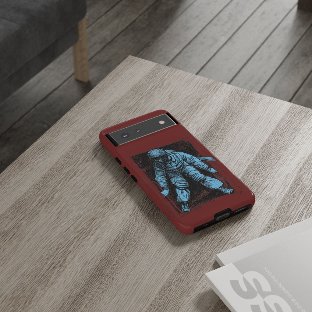 Fallschirmjäger Phone Case | WWII German Paratrooper Hand-Drawn Art | Maroon & Cambridge Blue Tough Case